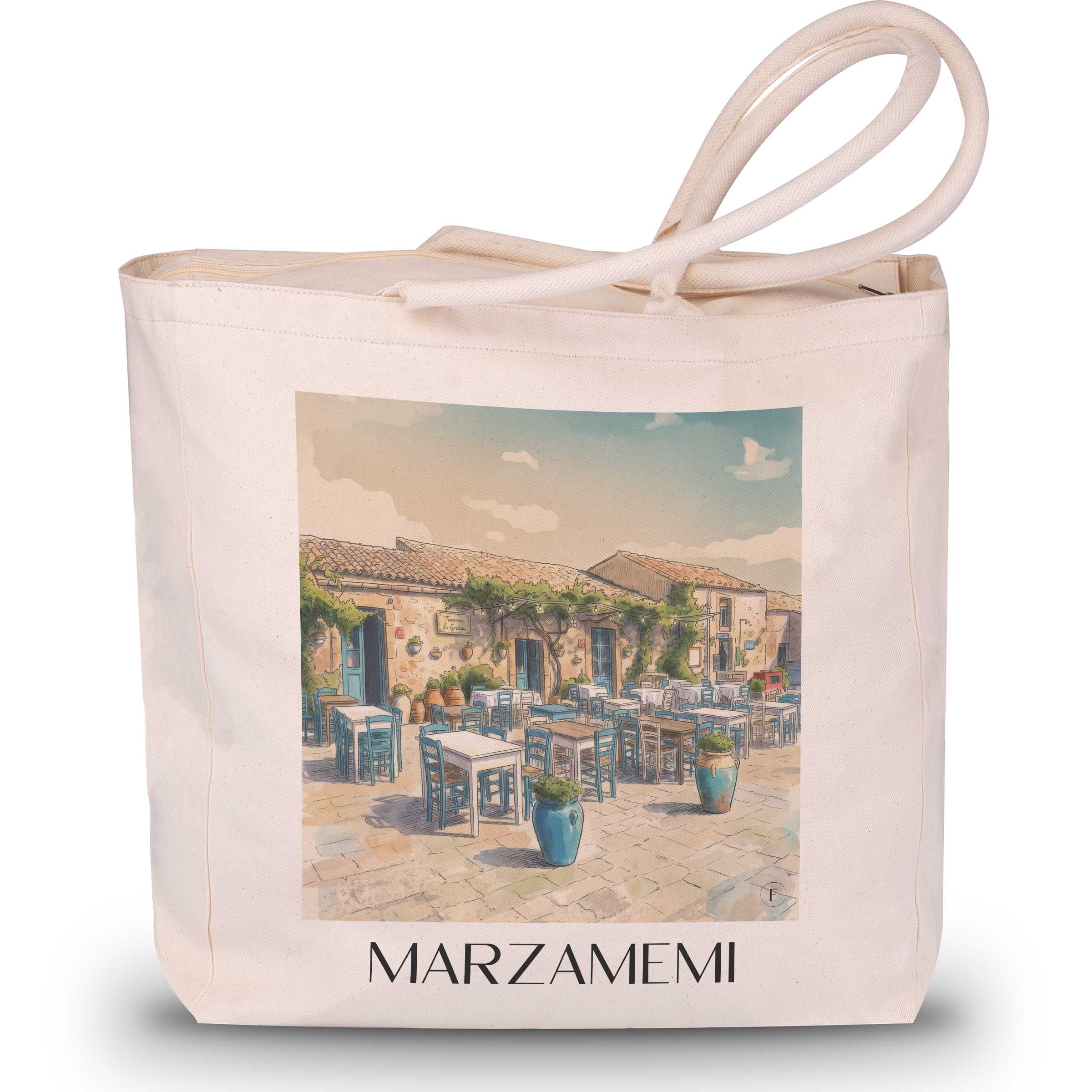 Marzamemi Shopping Tasche - Sizilien - Italien Tote Bag - Einkaufstasche im Aquarell Stil