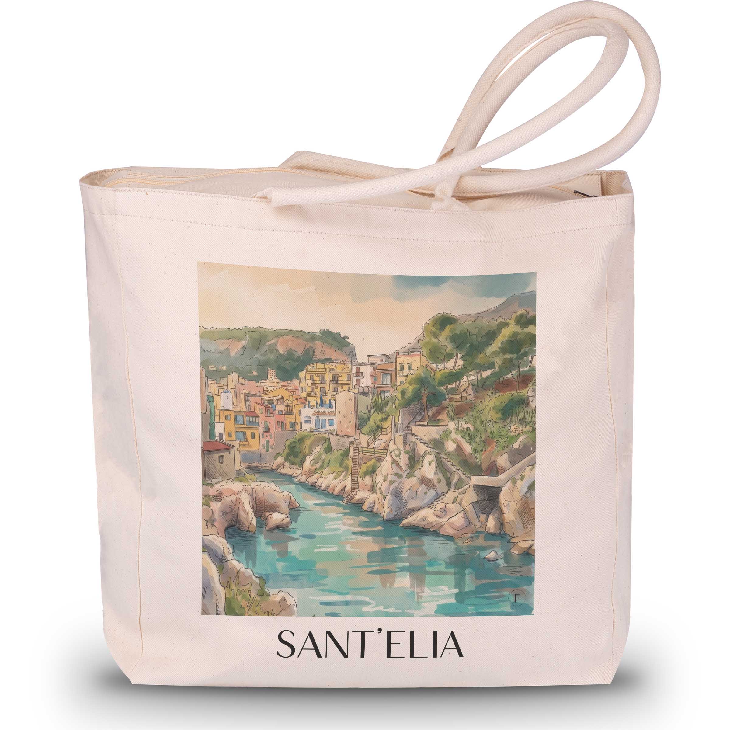 Sant´Elia Shopping Tasche - Sizilien - Italien Tote Bag - Einkaufstasche im Aquarell Stil
