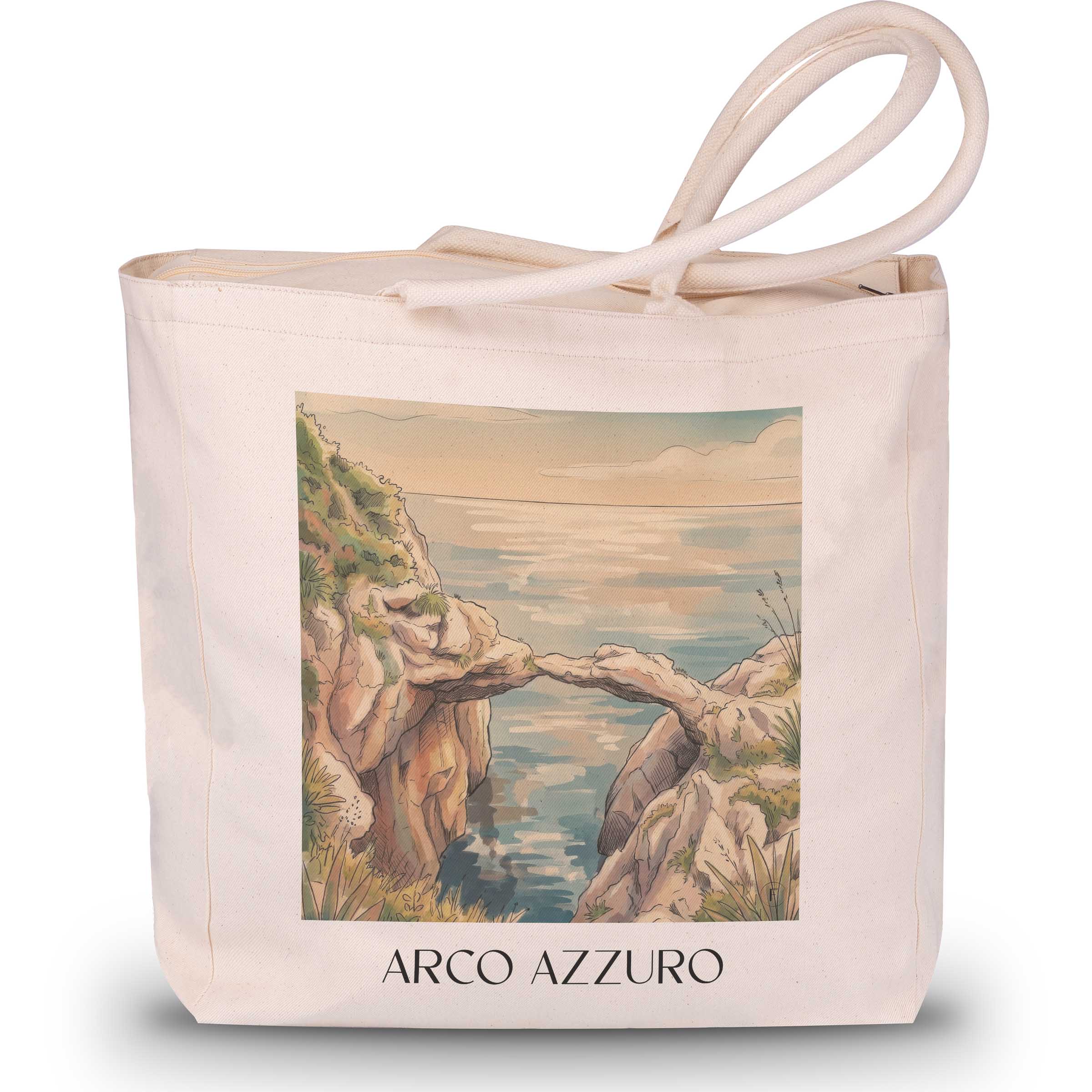 arco-azzuro-sizilien-italien-einkaufstasche-aquarell