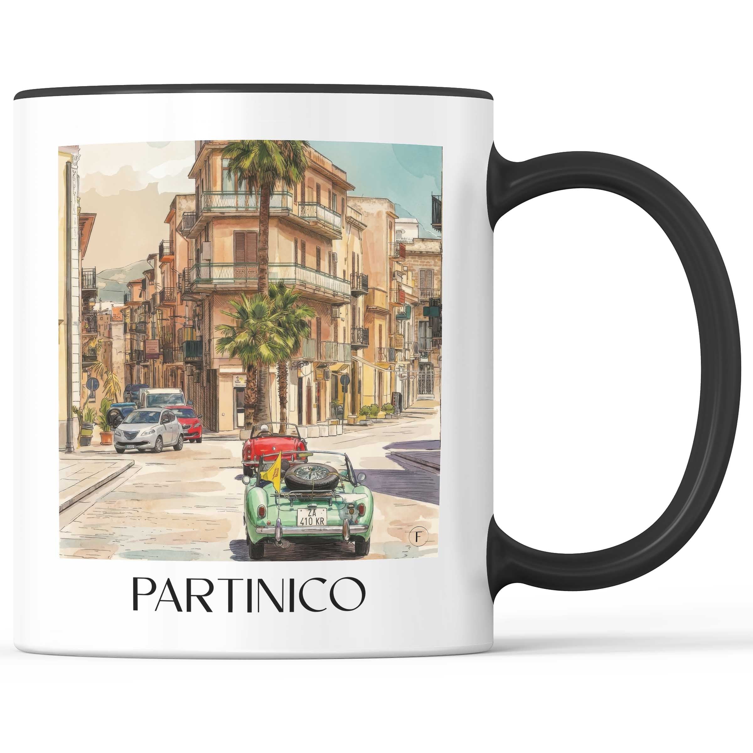 Partinico Kaffeebecher - Sizilien - Italien Becher - Kaffeetasse im Aquarell Stil