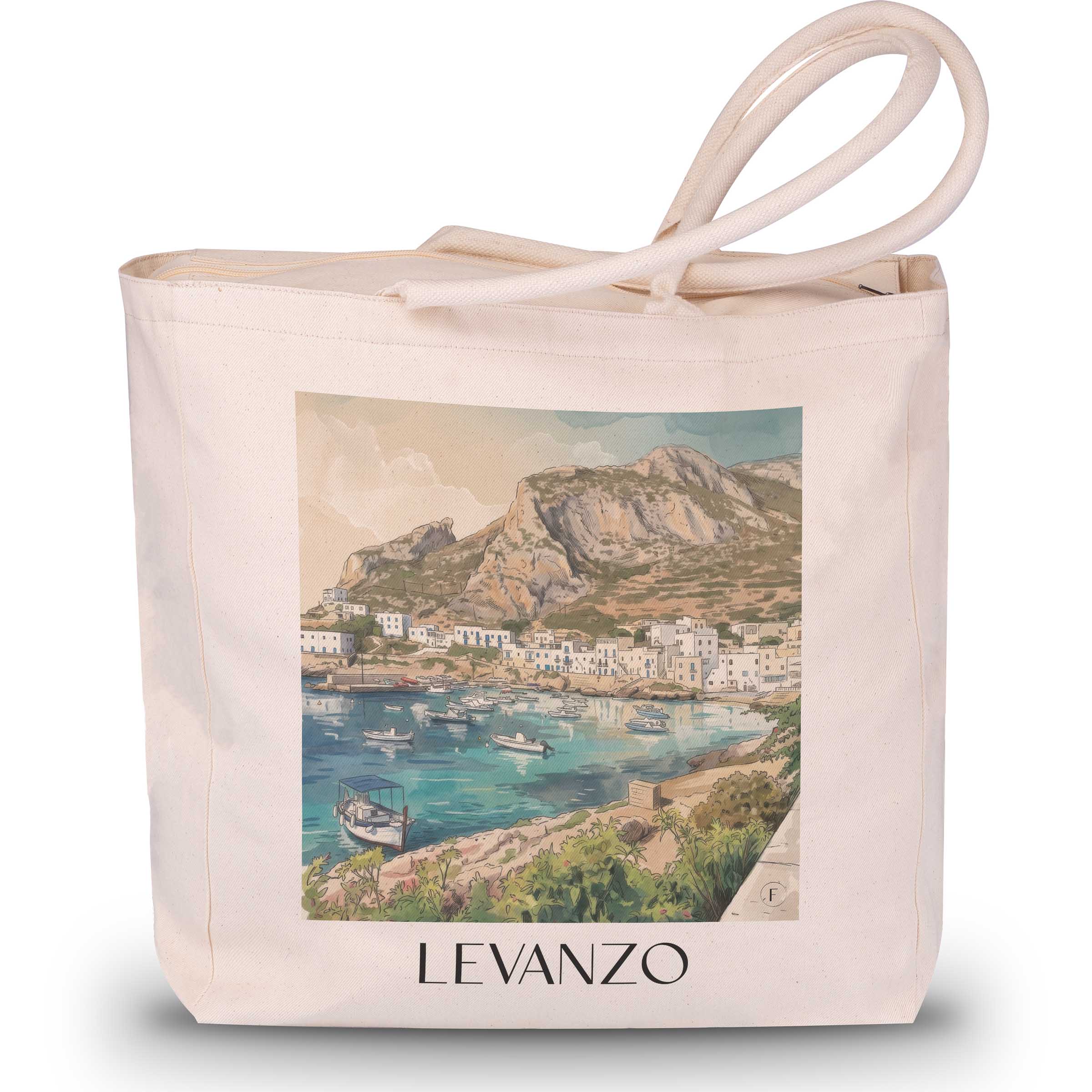 Levanzo Shopping Tasche - Trapani - Italien Tote Bag - Einkaufstasche im Aquarell Stil