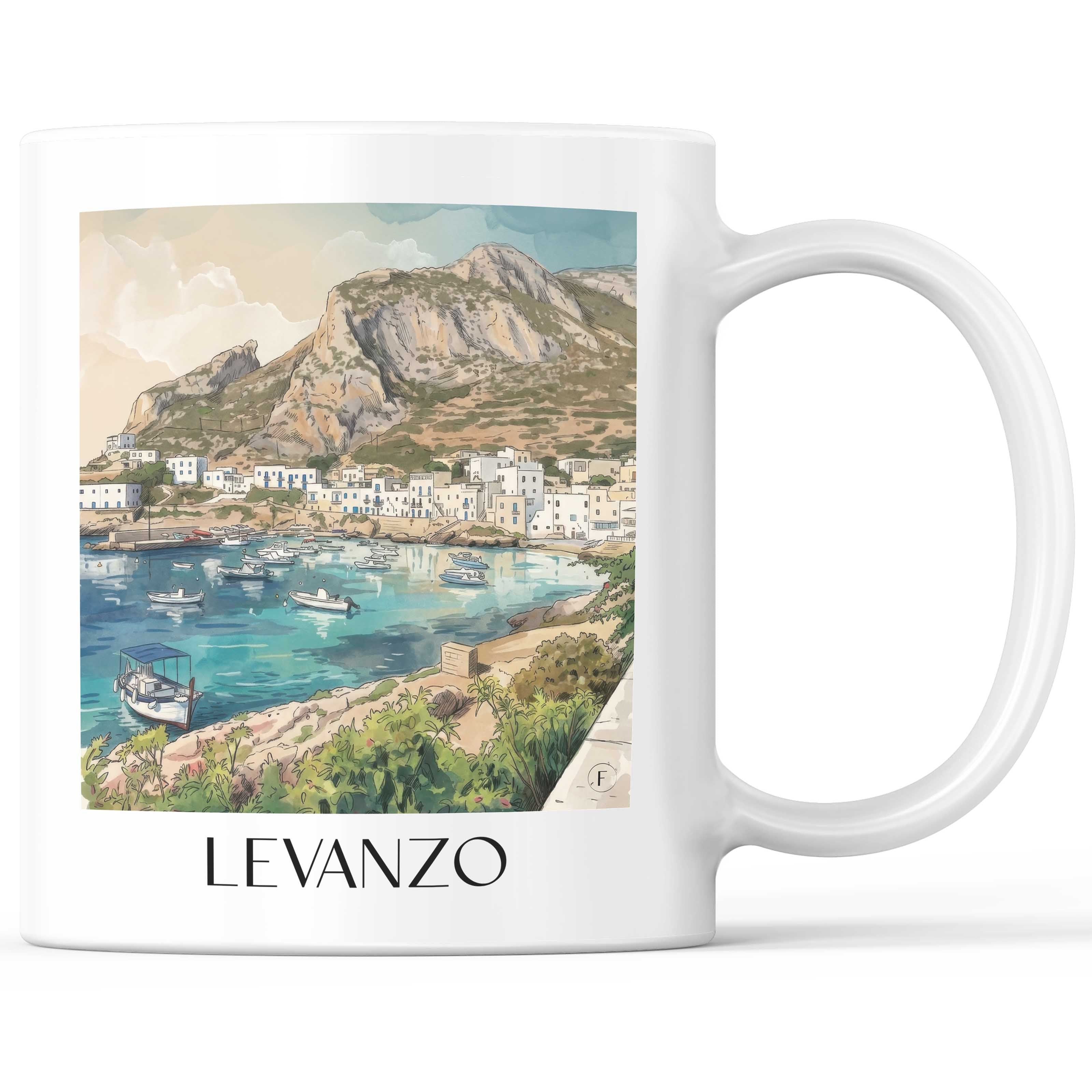 Levanzo Kaffeebecher - Trapani - Italien Becher - Kaffeetasse im Aquarell Stil