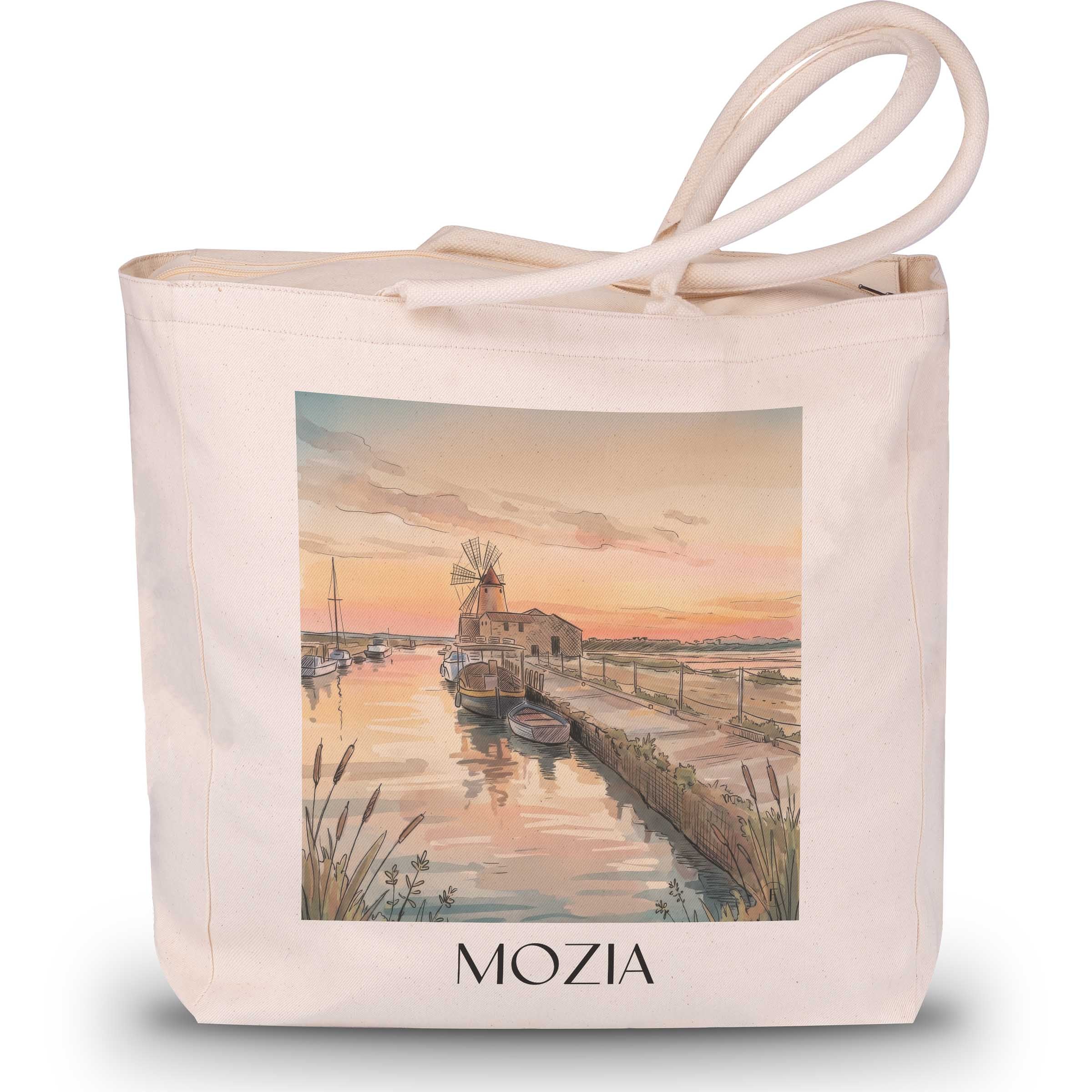 Mozia Shopping Tasche - Sizilien - Italien Tote Bag - Einkaufstasche im Aquarell Stil
