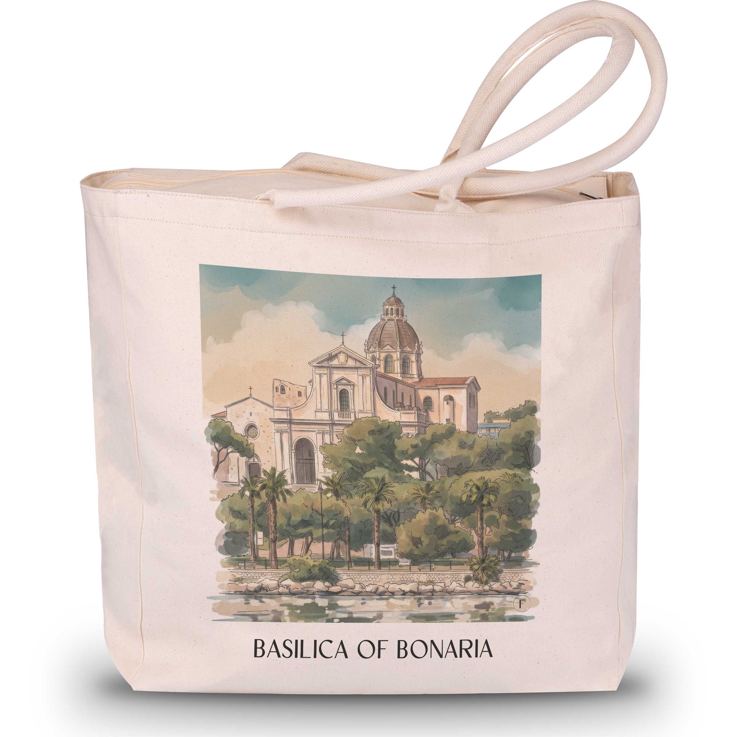 Basilika von Bonaria Shopping Tasche - Cagliari - Italien Tote Bag - Einkaufstasche im Aquarell Stil