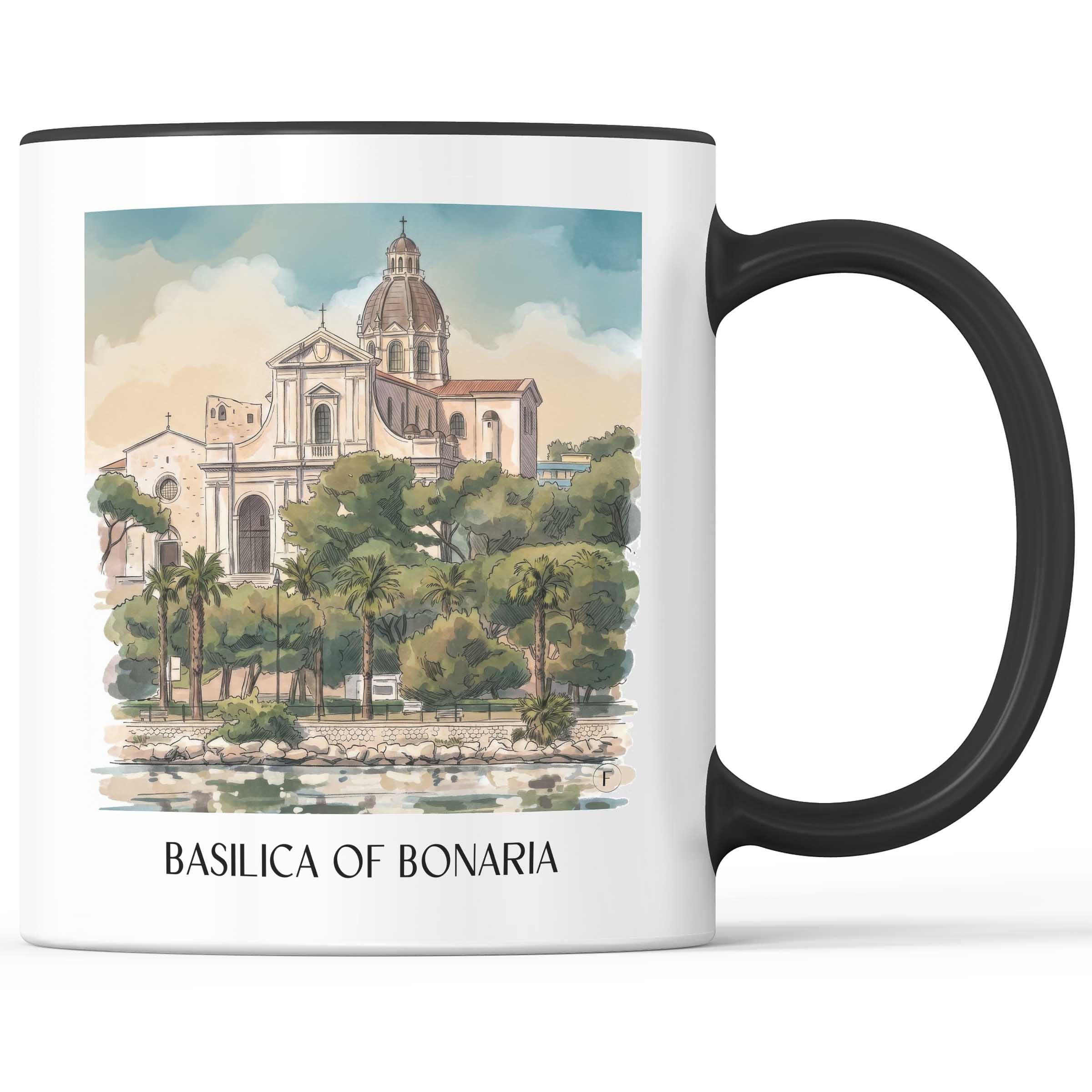 Basilika von Bonaria Kaffeebecher - Cagliari - Italien Becher - Kaffeetasse im Aquarell Stil