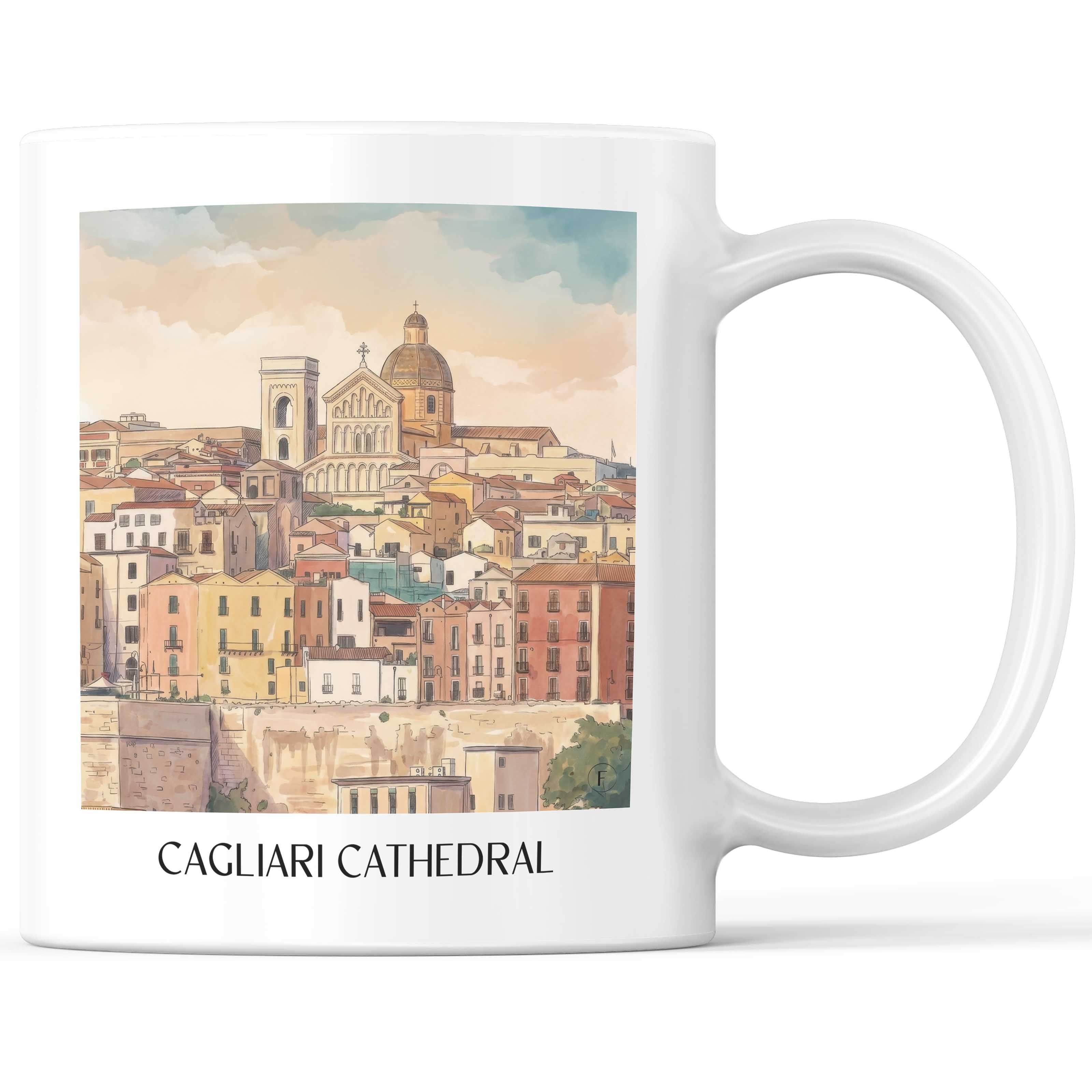Kathedrale von Cagliari Kaffeebecher - Sardinien - Italien Becher - Kaffeetasse im Aquarell Stil