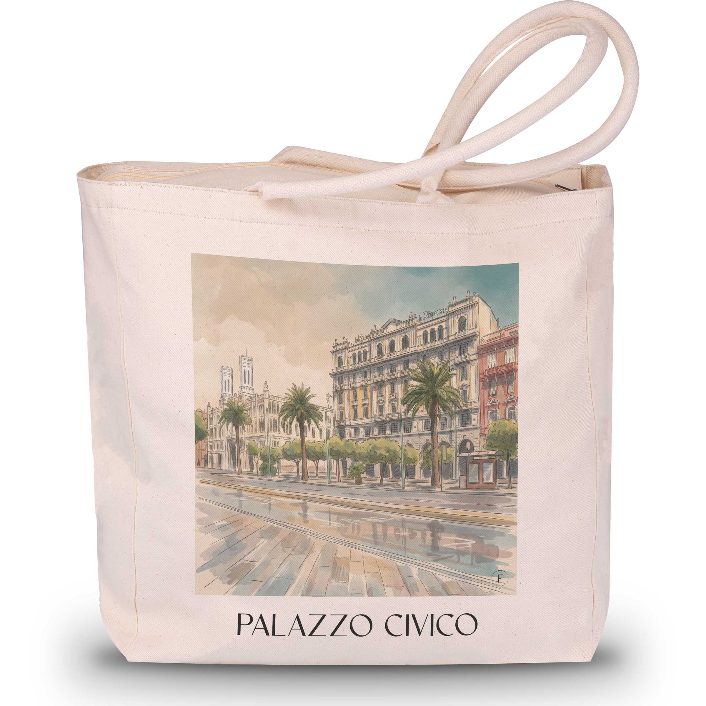 Palazzo Civico Shopping Tasche - Cagliari - Italien Tote Bag - Einkaufstasche im Aquarell Stil