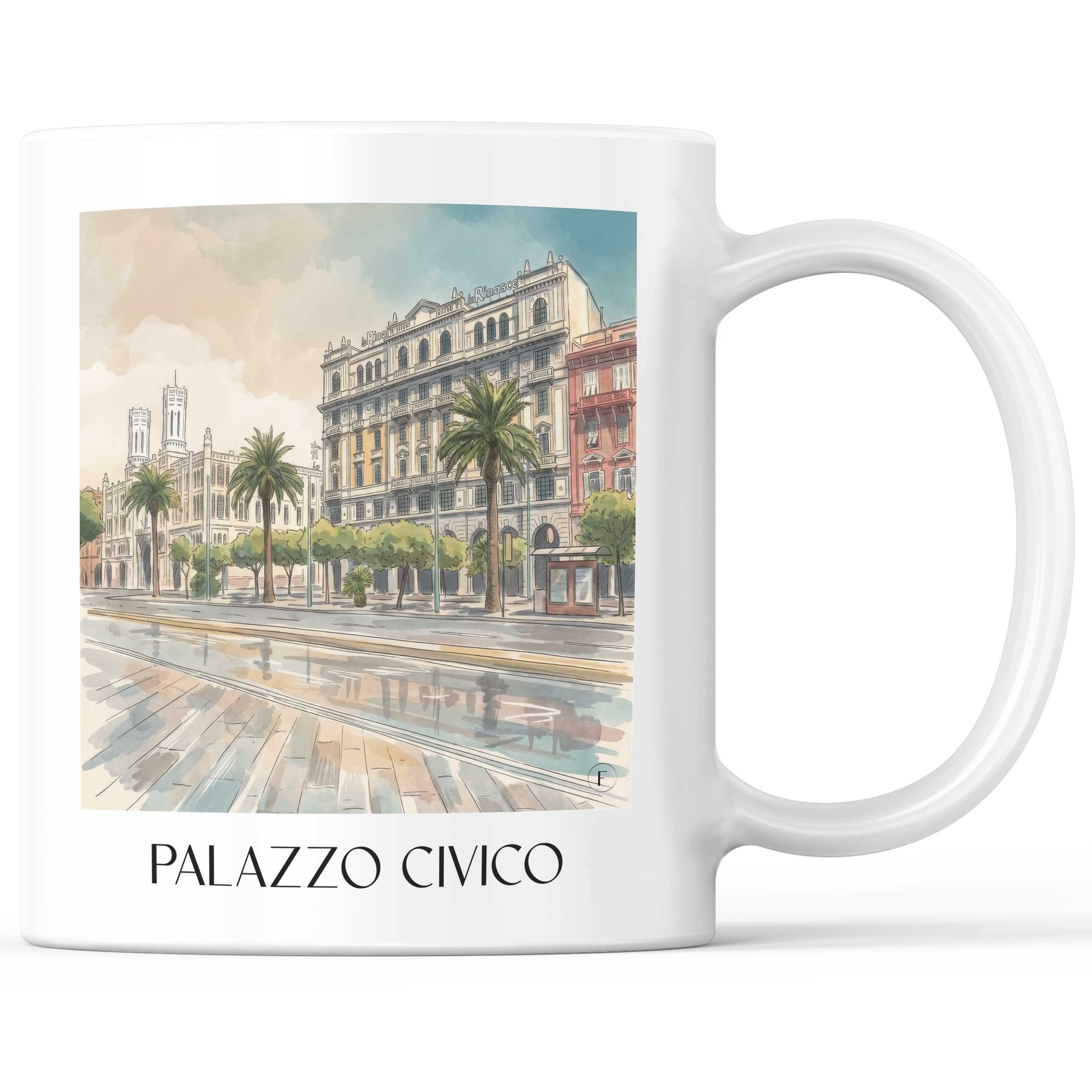 Palazzo Civico Kaffeebecher - Cagliari - Italien Becher - Kaffeetasse im Aquarell Stil