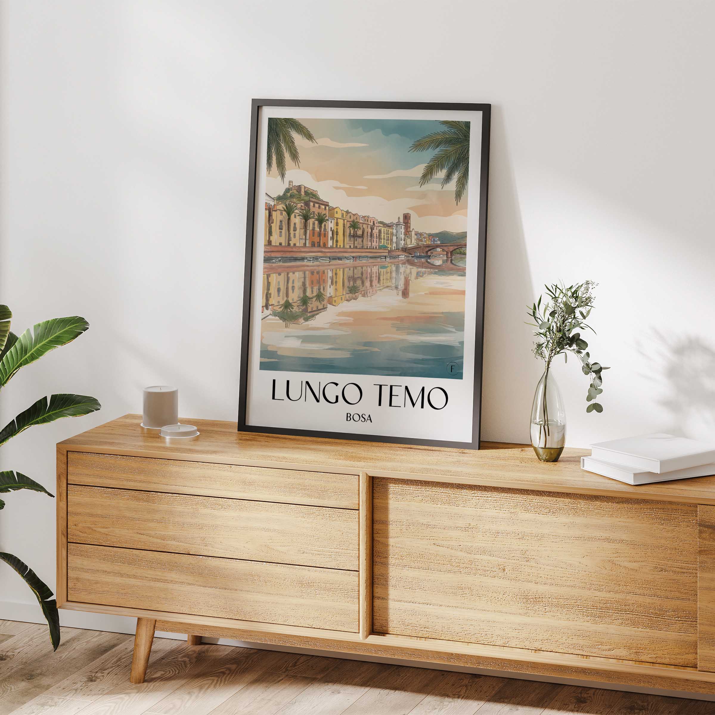 lungo-temo-bosa-italien-poster-aquarell