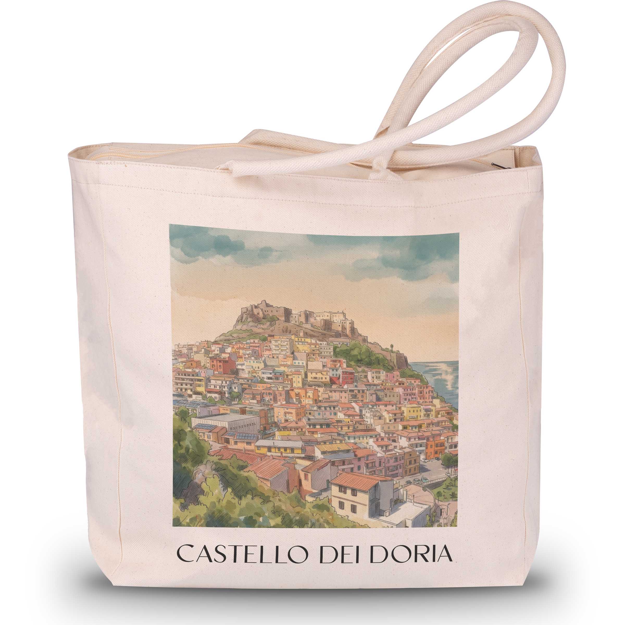 castello-dei-doria-castelsardo-italien-einkaufstasche-aquarell