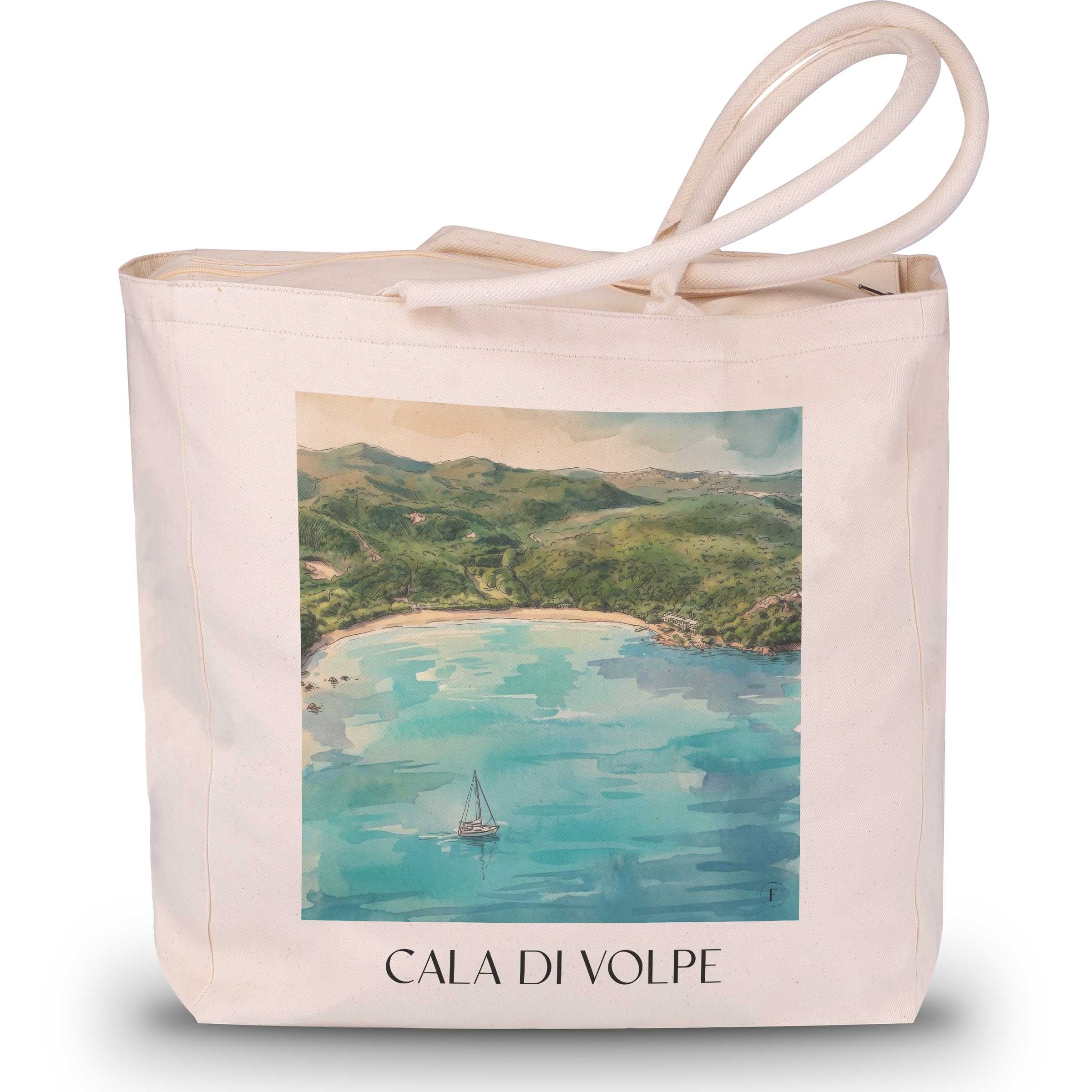 Cala di Volpe Shopping Tasche - Sardinien - Italien Tote Bag - Einkaufstasche im Aquarell Stil