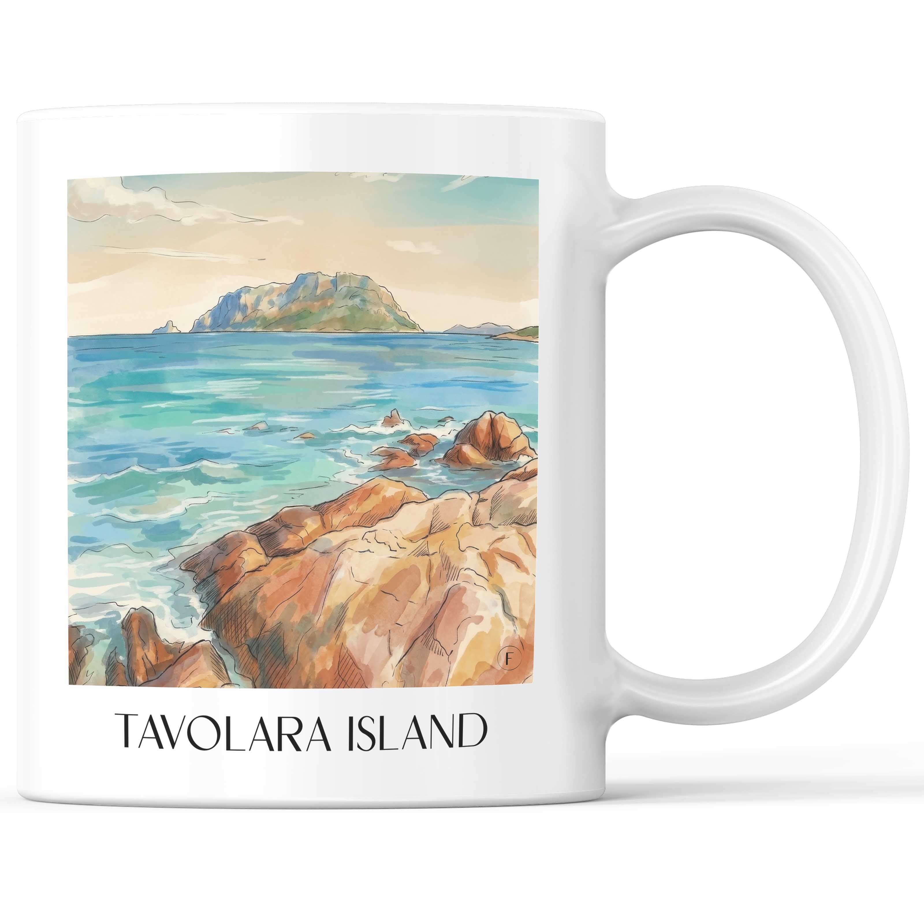 Isola di Tavolara Kaffeebecher - Sardinien - Italien Becher - Kaffeetasse im Aquarell Stil