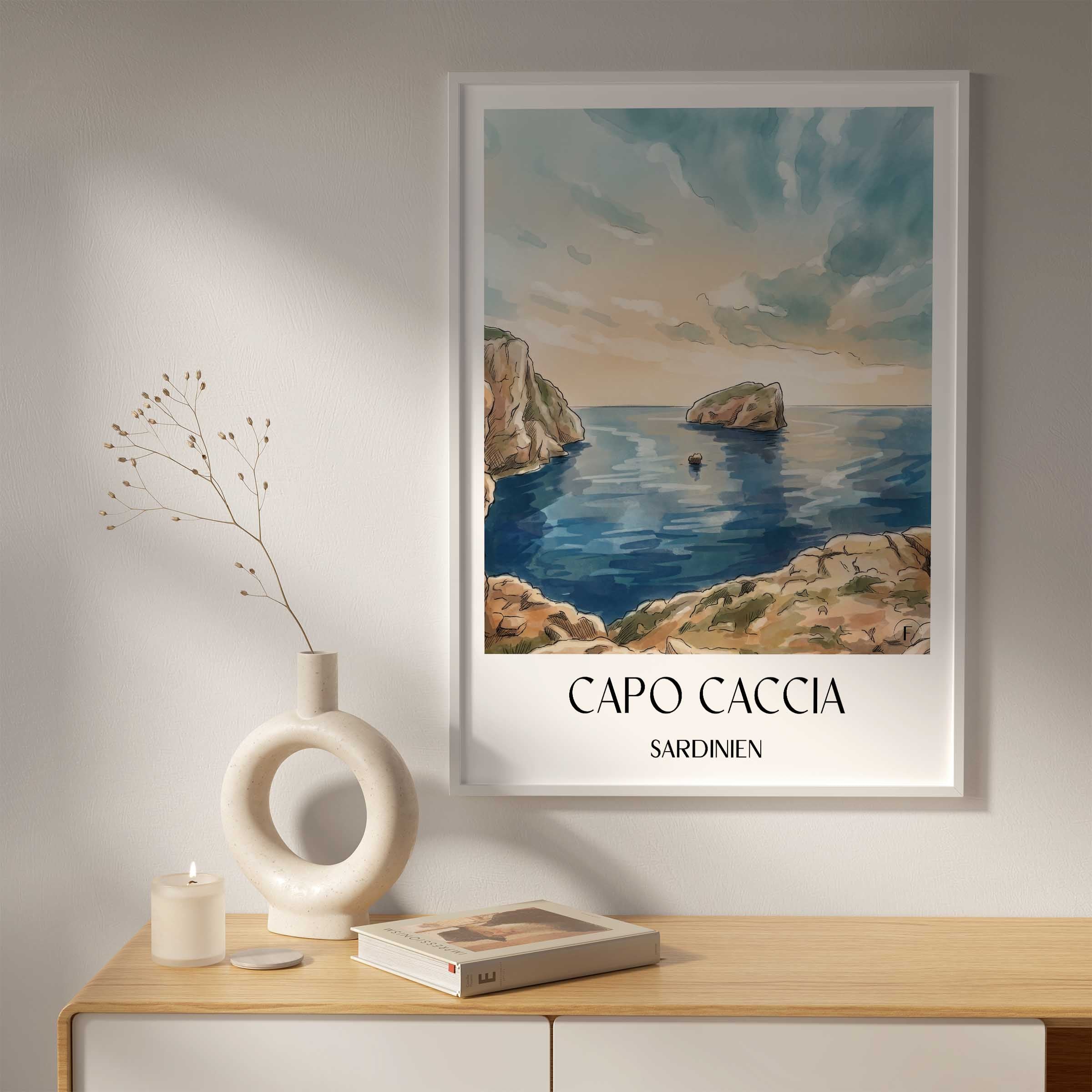 capo-caccia-sardinien-italien-poster-aquarell