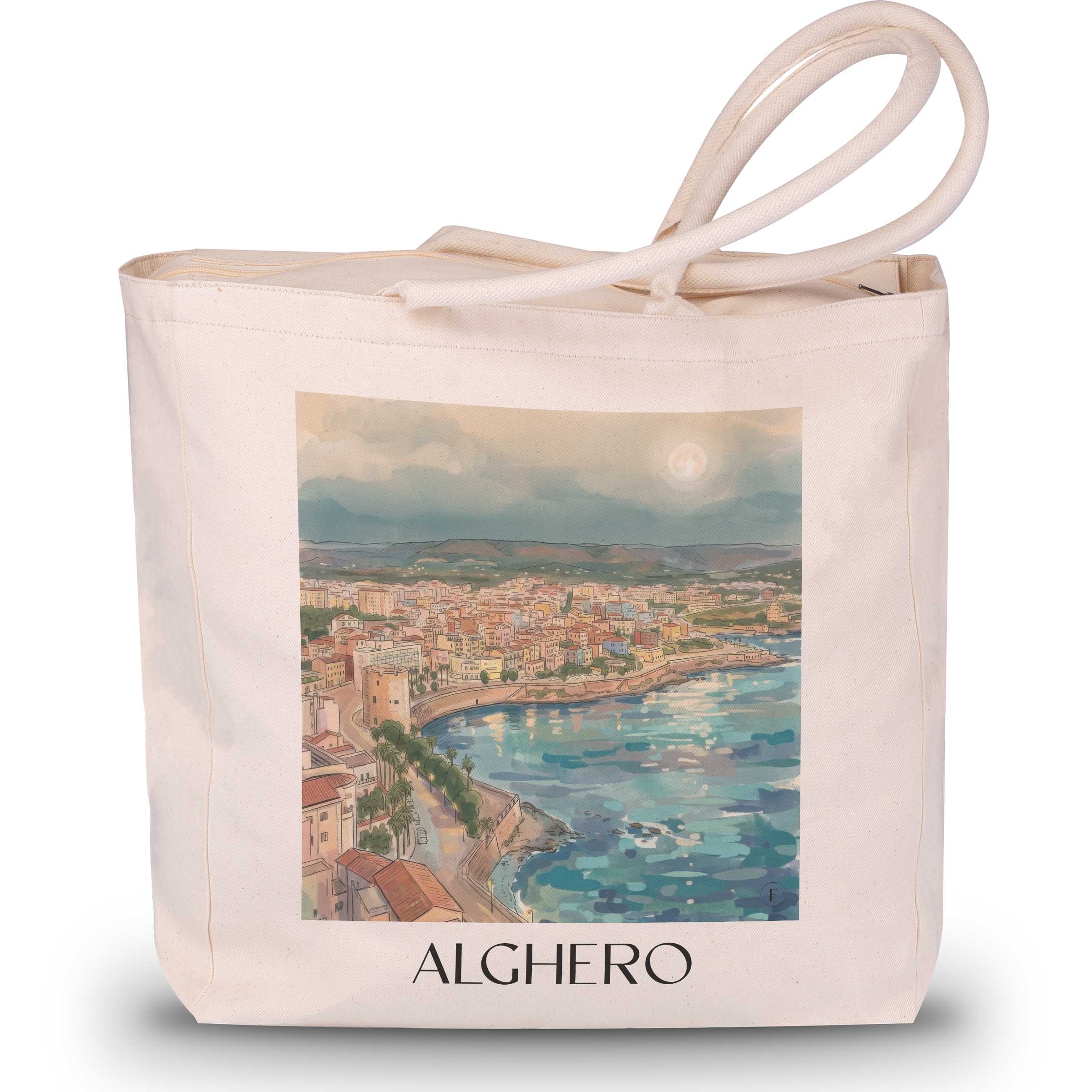 alghero-sardinien-italien-einkaufstasche-aquarell