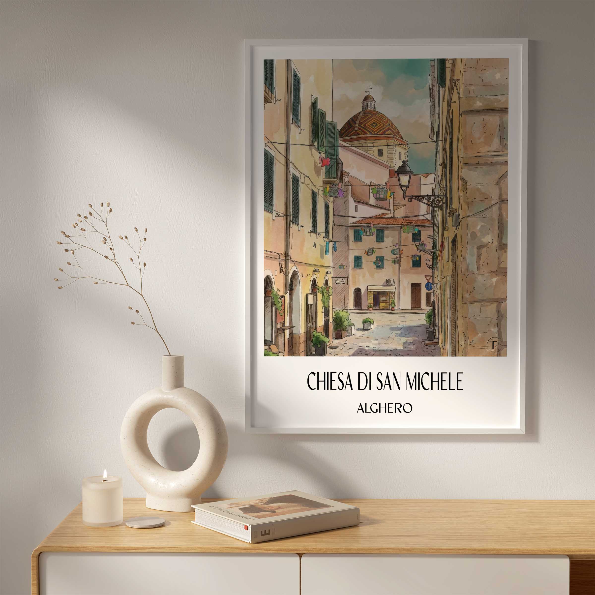 chiesa-di-san-michele-alghero-italien-poster-aquarell