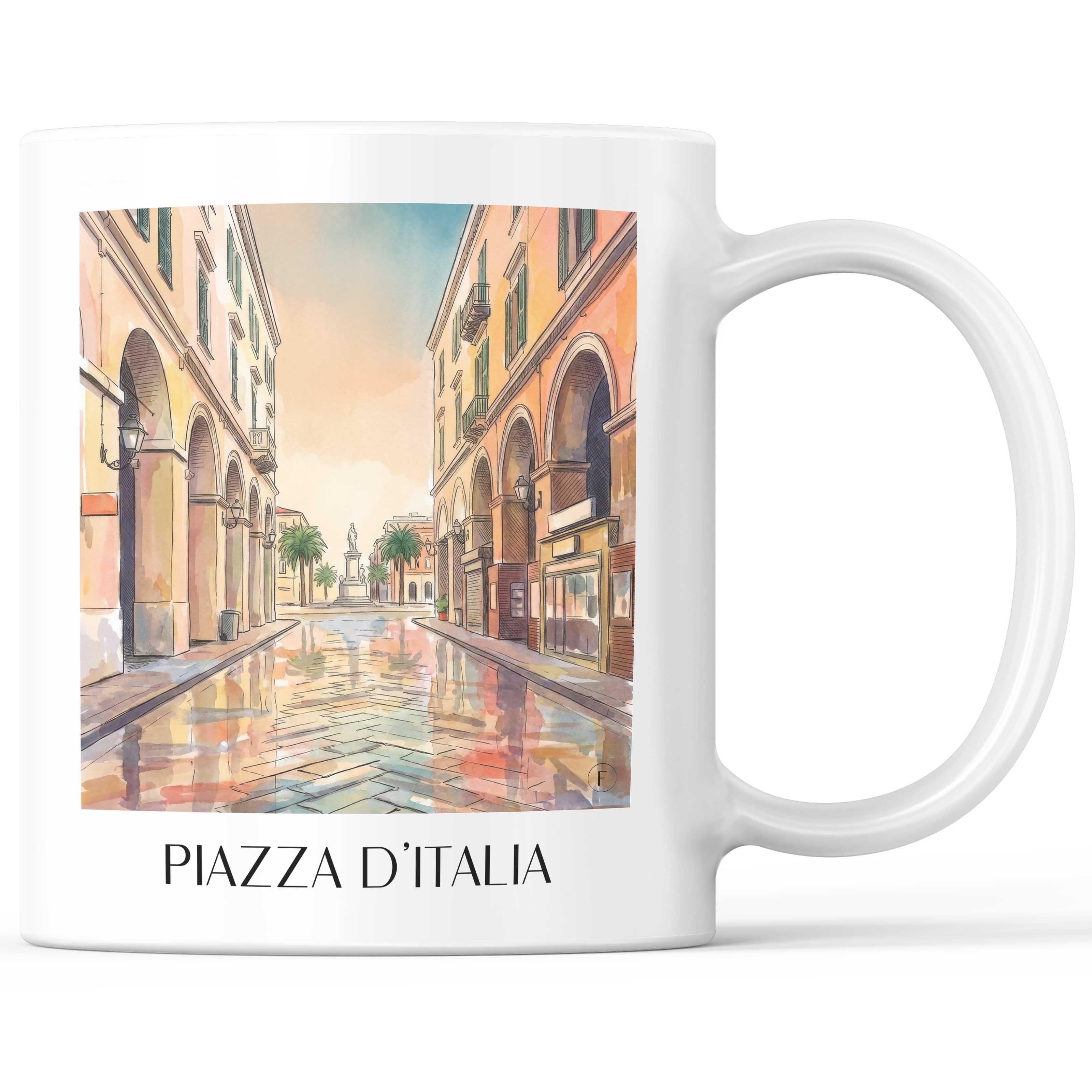 piazza-d´italia-sassari-italien-kaffeebecher-aquarell