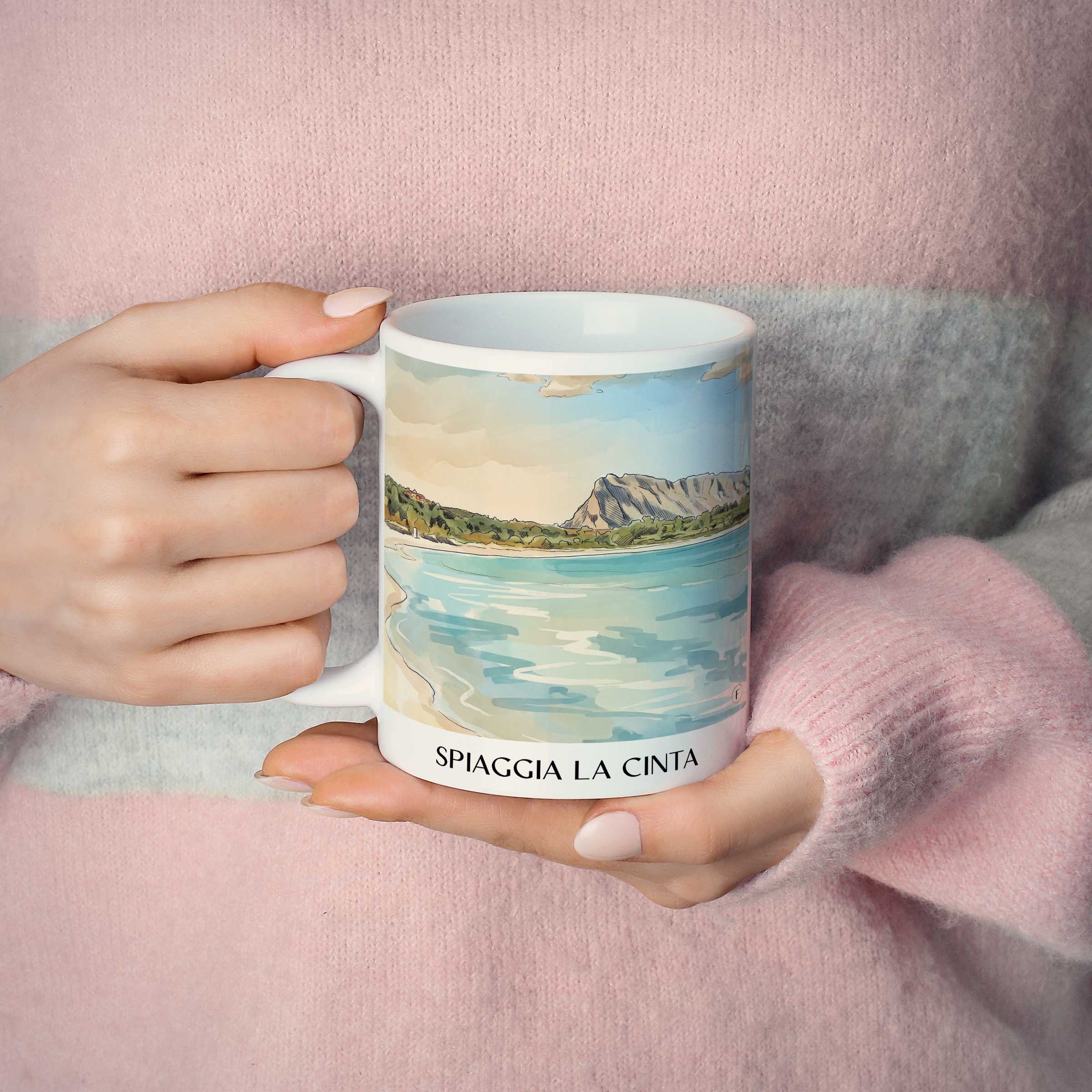spiaggia-la-cinta-sardinien-italien-kaffeebecher-aquarell
