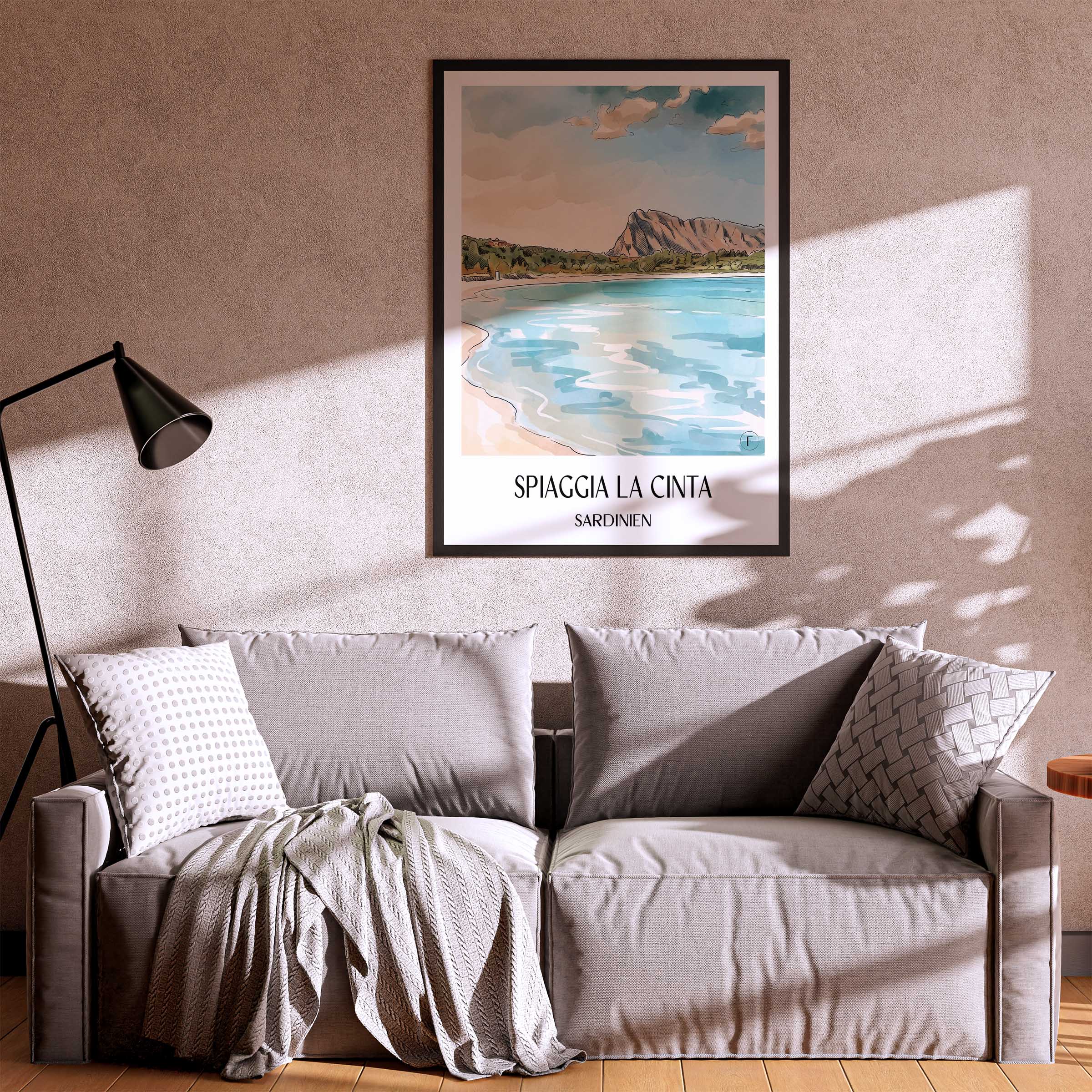 spiaggia-la-cinta-sardinien-italien-poster-aquarell