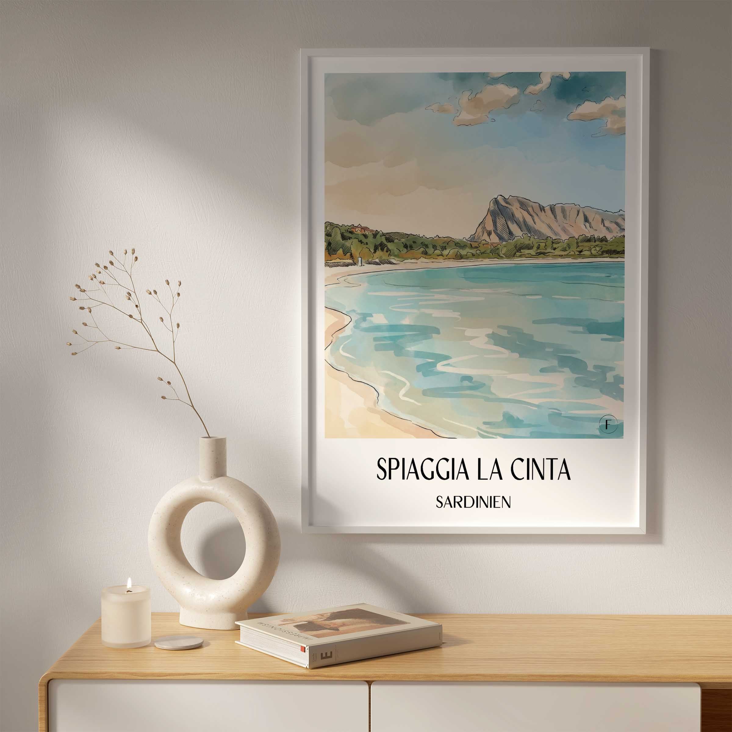 spiaggia-la-cinta-sardinien-italien-poster-aquarell