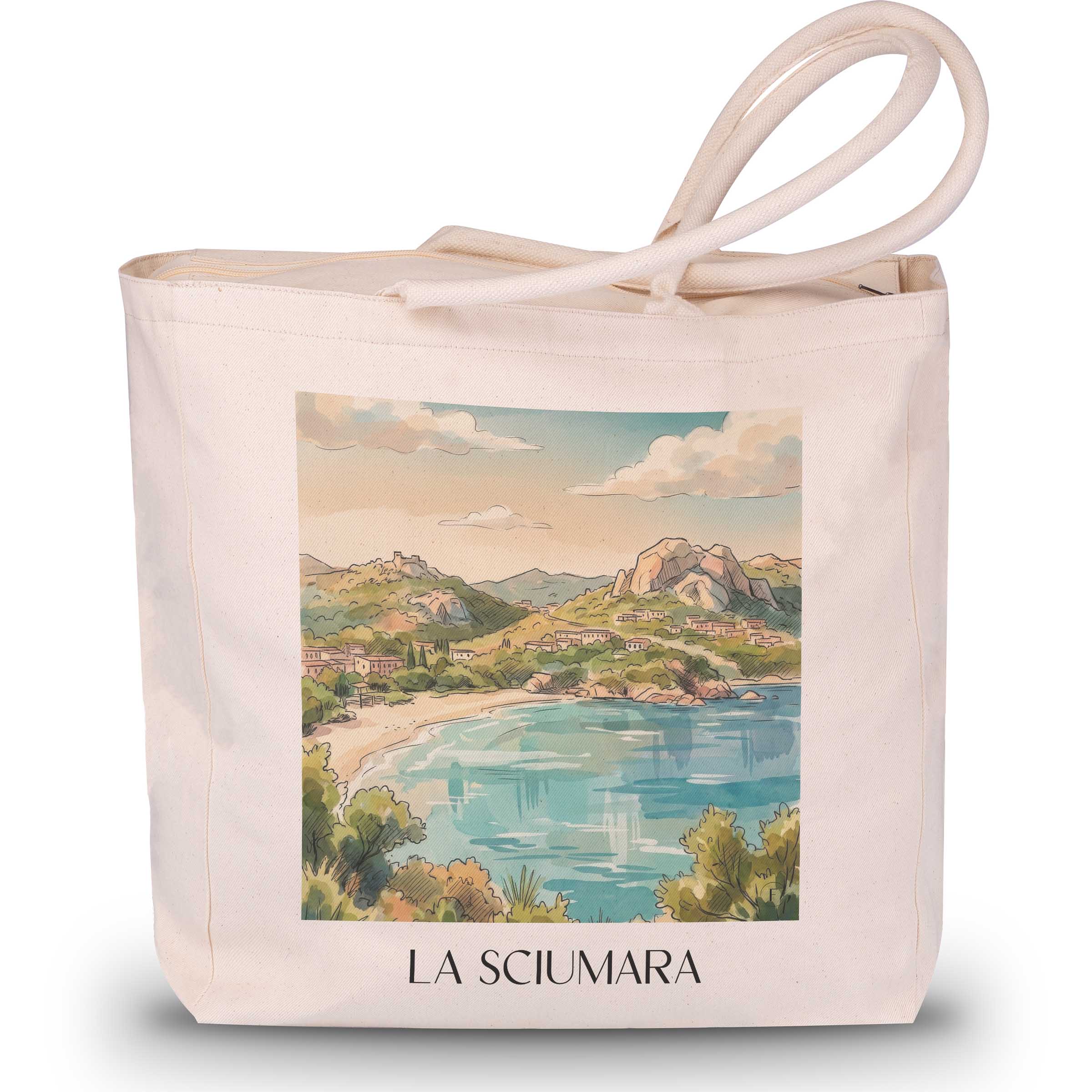 La Sciumara Shopping Tasche - Palau - Italien Tote Bag - Einkaufstasche im Aquarell Stil