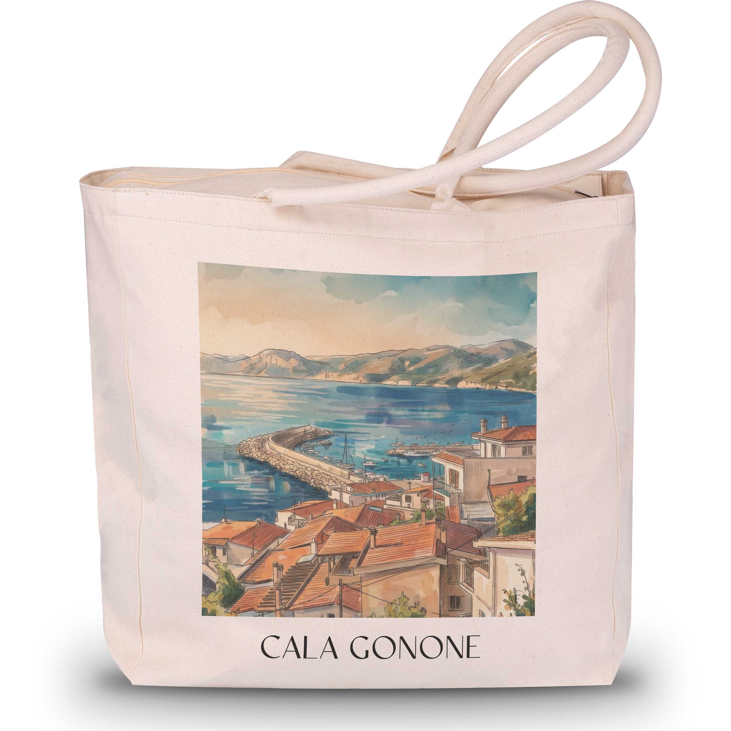 Cala Gonone Shopping Tasche - Sardinien - Italien Tote Bag - Einkaufstasche im Aquarell Stil