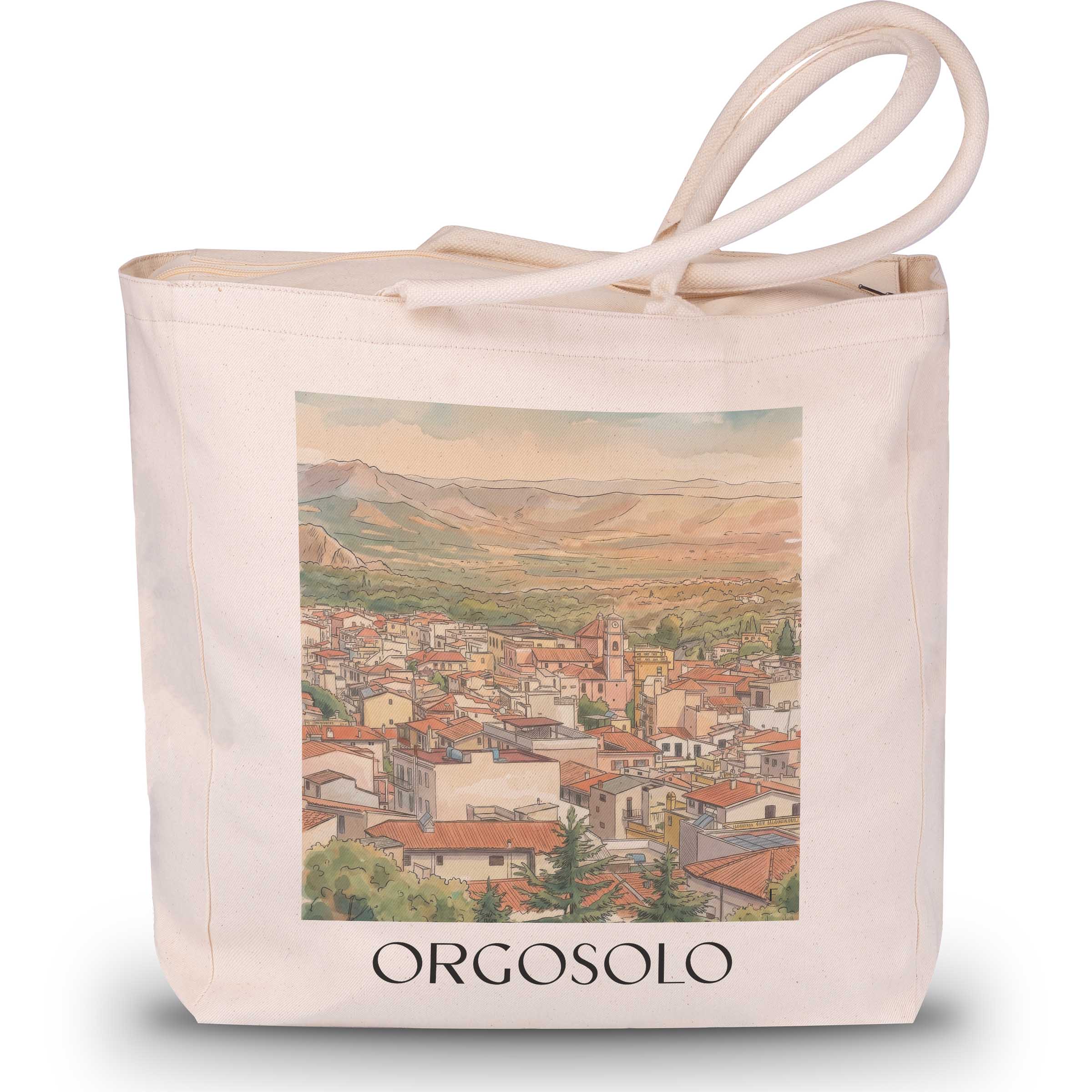 Orgosolo Shopping Tasche - Sardinien - Italien Tote Bag - Einkaufstasche im Aquarell Stil