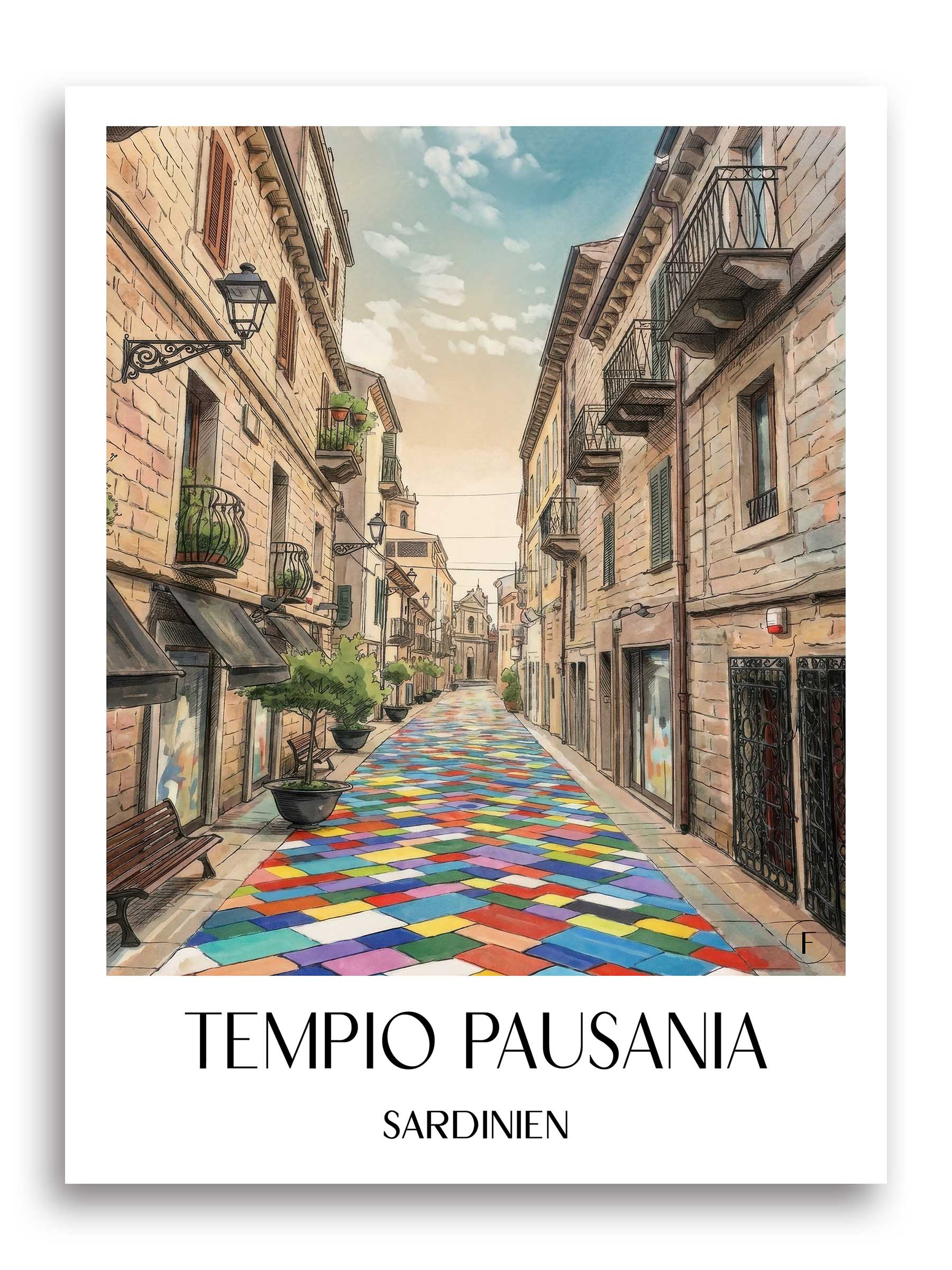 tempio-pausania-sardinien-italien-poster-aquarell