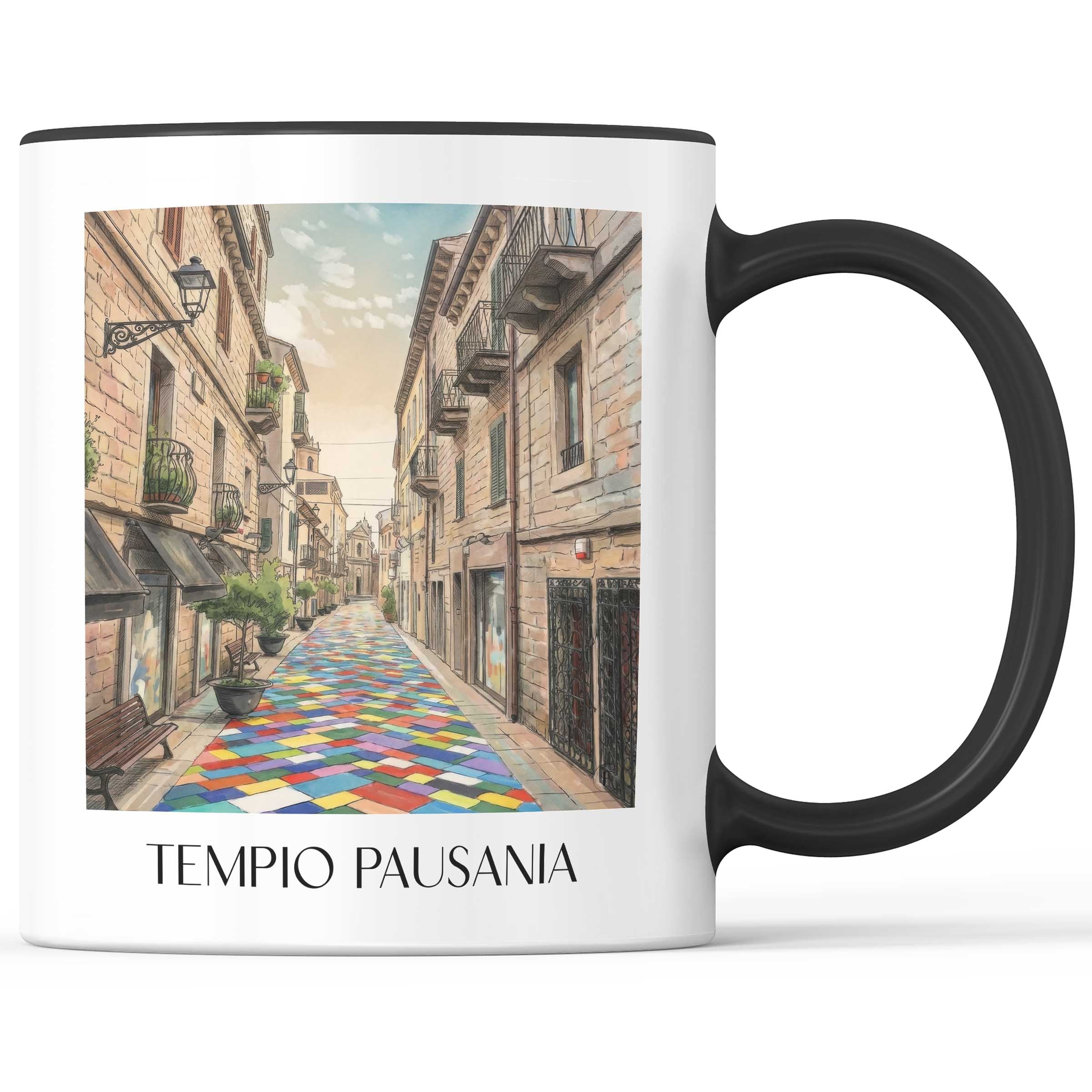 Tempio Pausania Kaffeebecher - Sardinien - Italien Becher - Kaffeetasse im Aquarell Stil