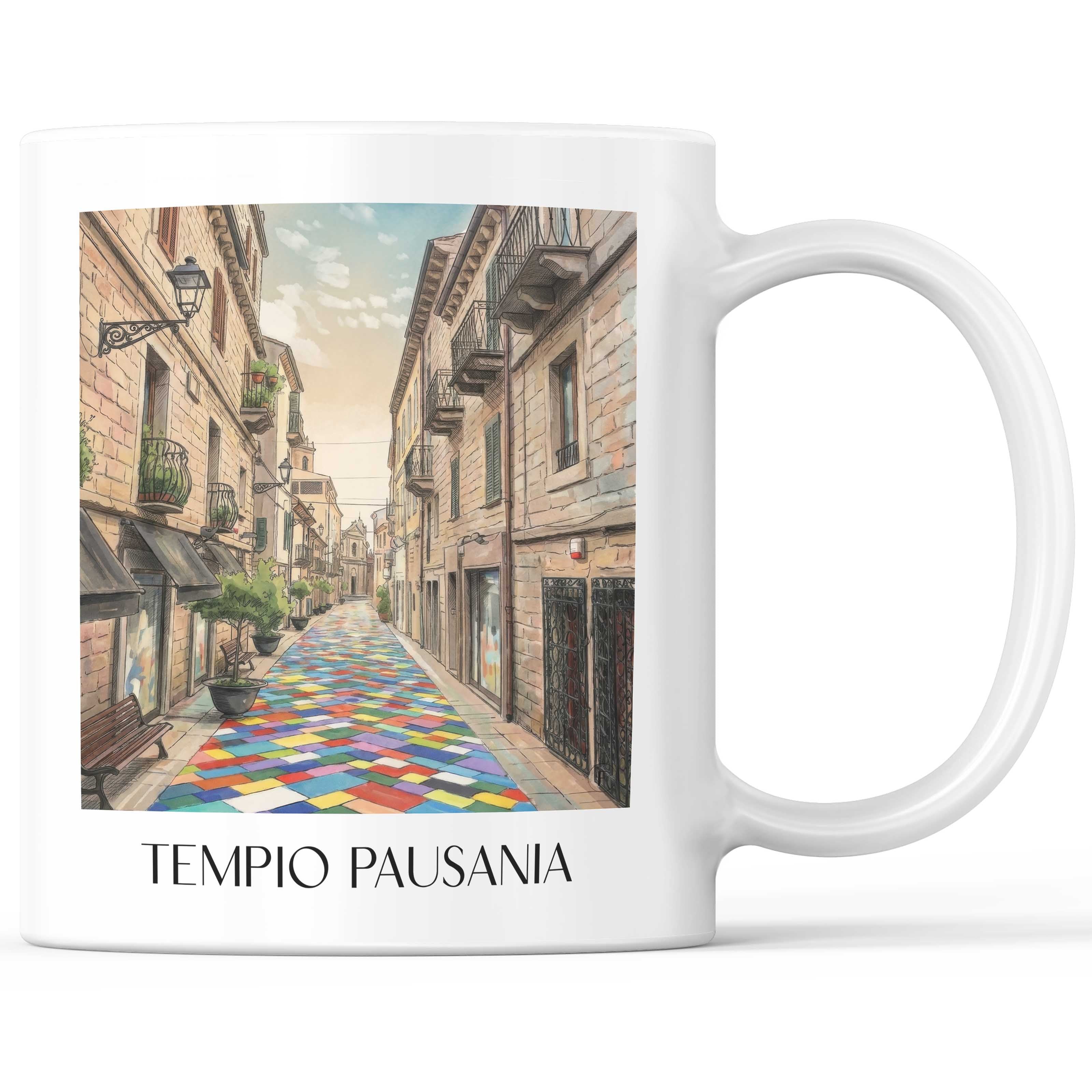 Tempio Pausania Kaffeebecher - Sardinien - Italien Becher - Kaffeetasse im Aquarell Stil
