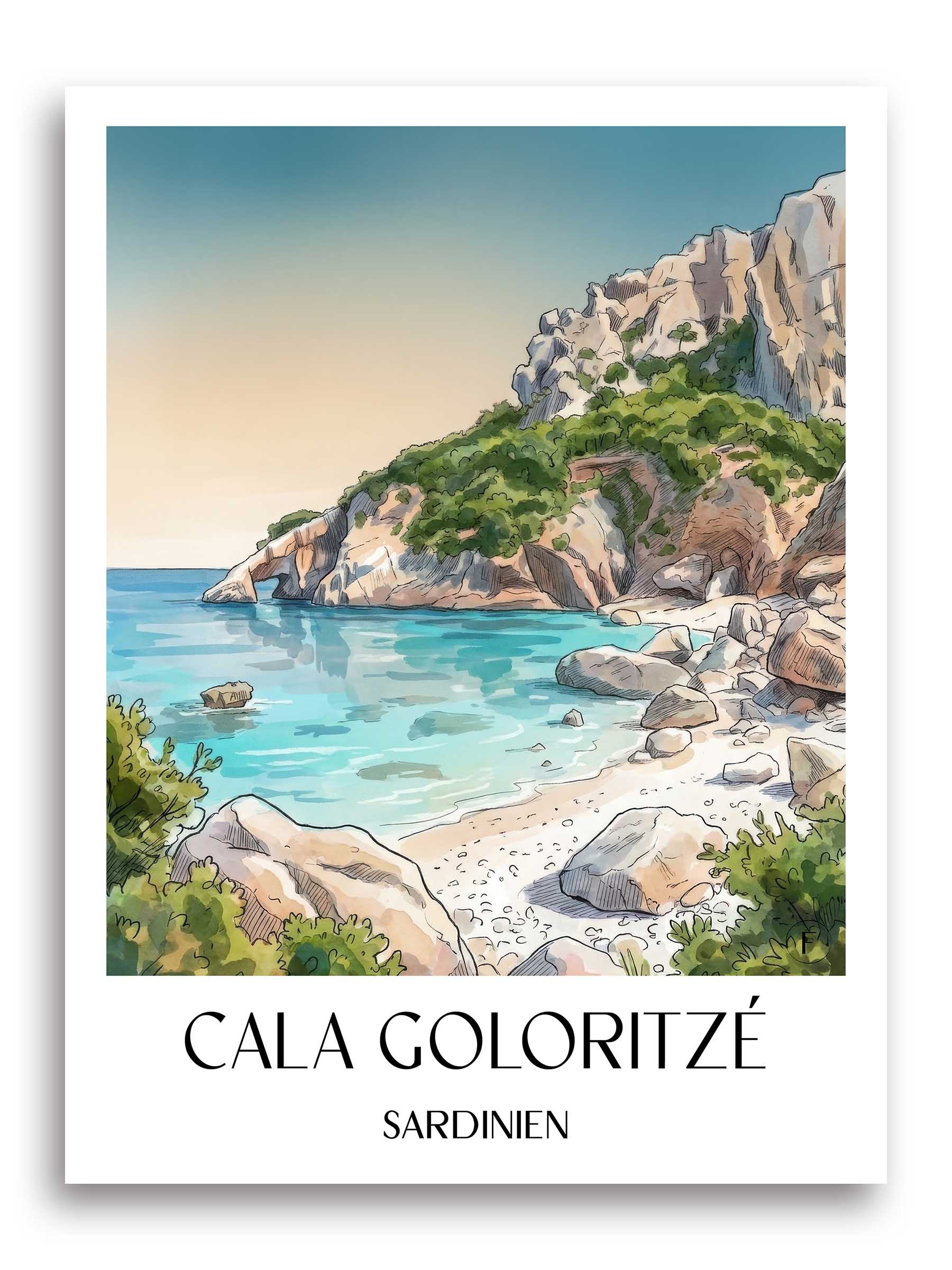 cala-goloritzé--sardinien-italien-poster-aquarell