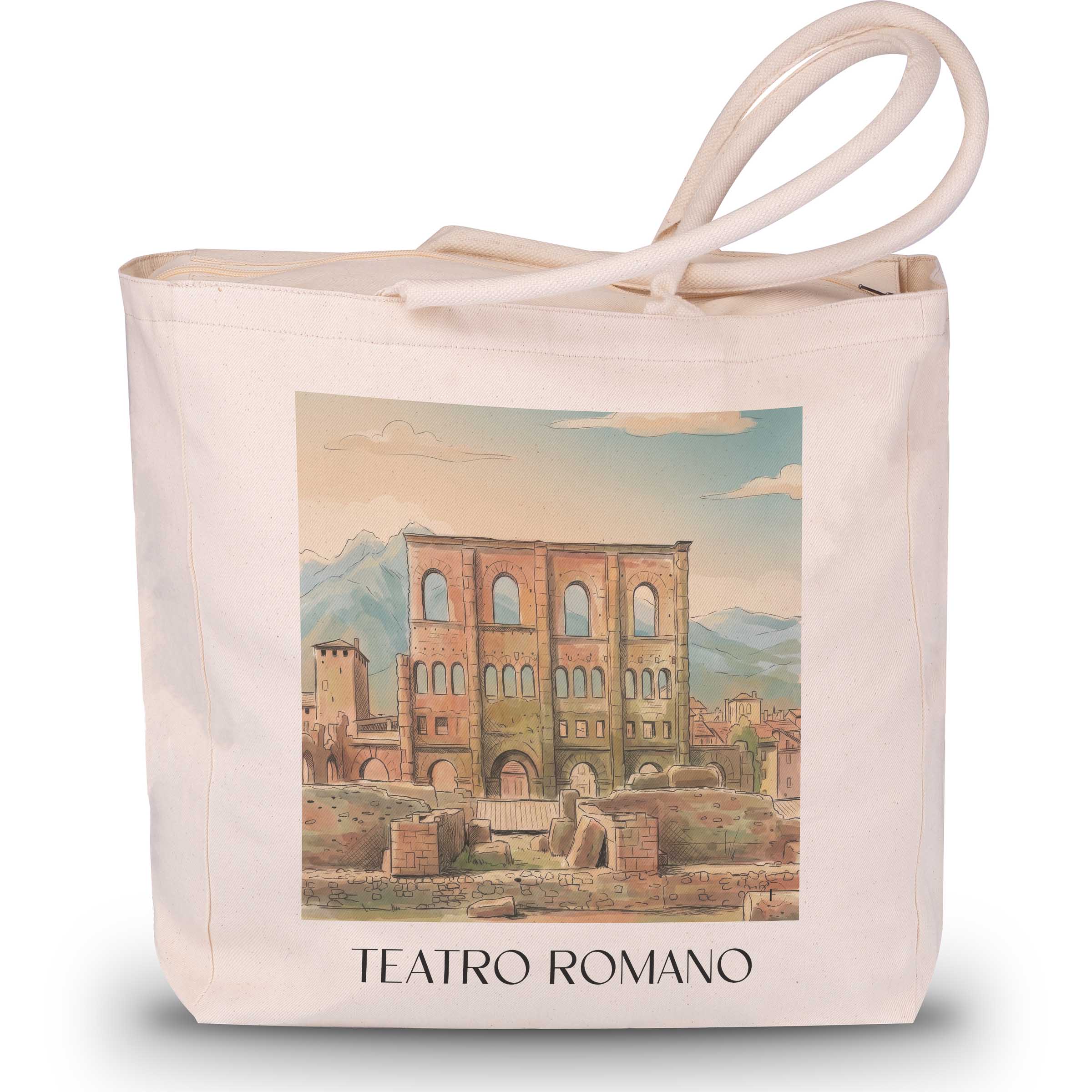 teatro-romano-aosta-italien-einkaufstasche-aquarell