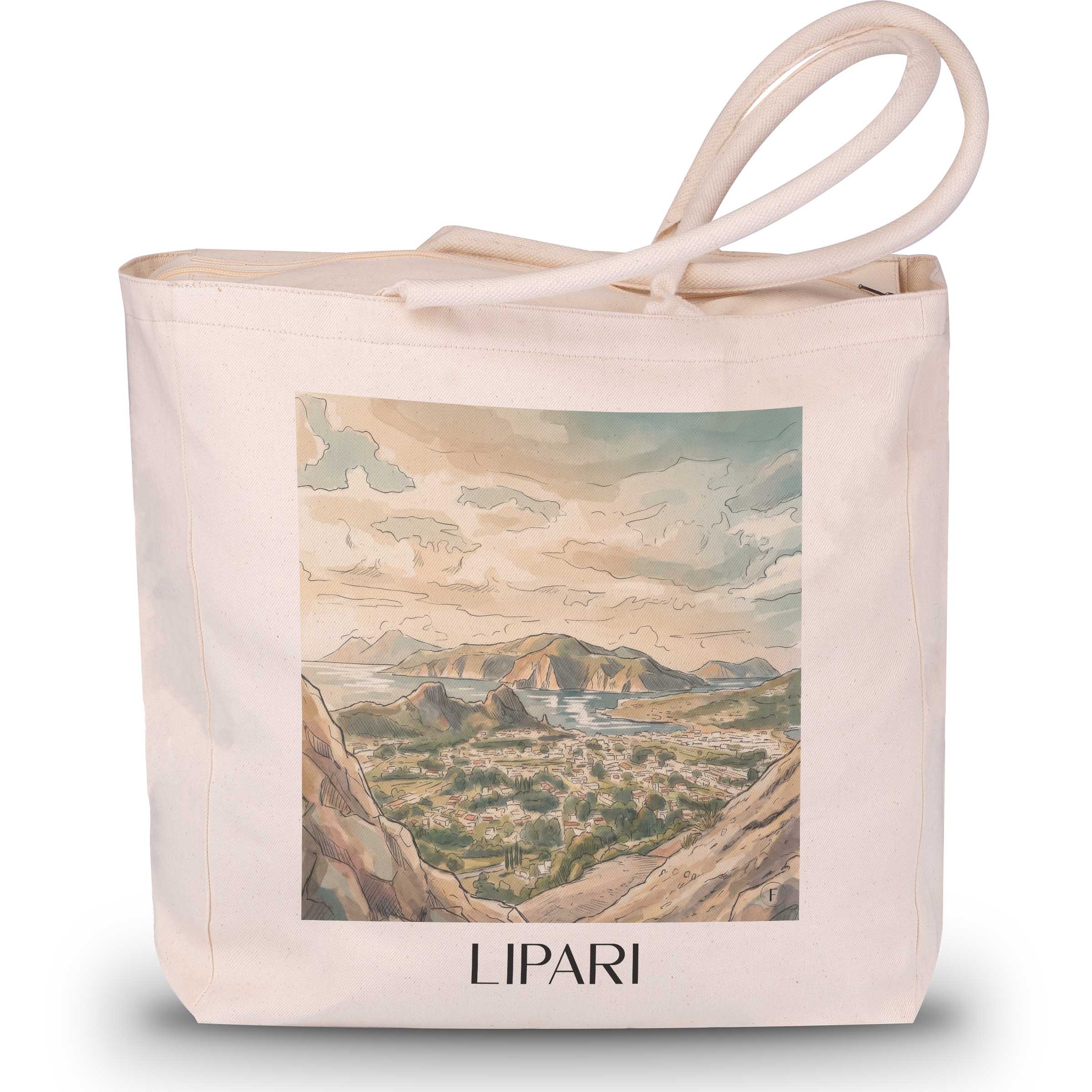 Lipari Shopping Tasche - Italien - Italien Tote Bag - Einkaufstasche im Aquarell Stil