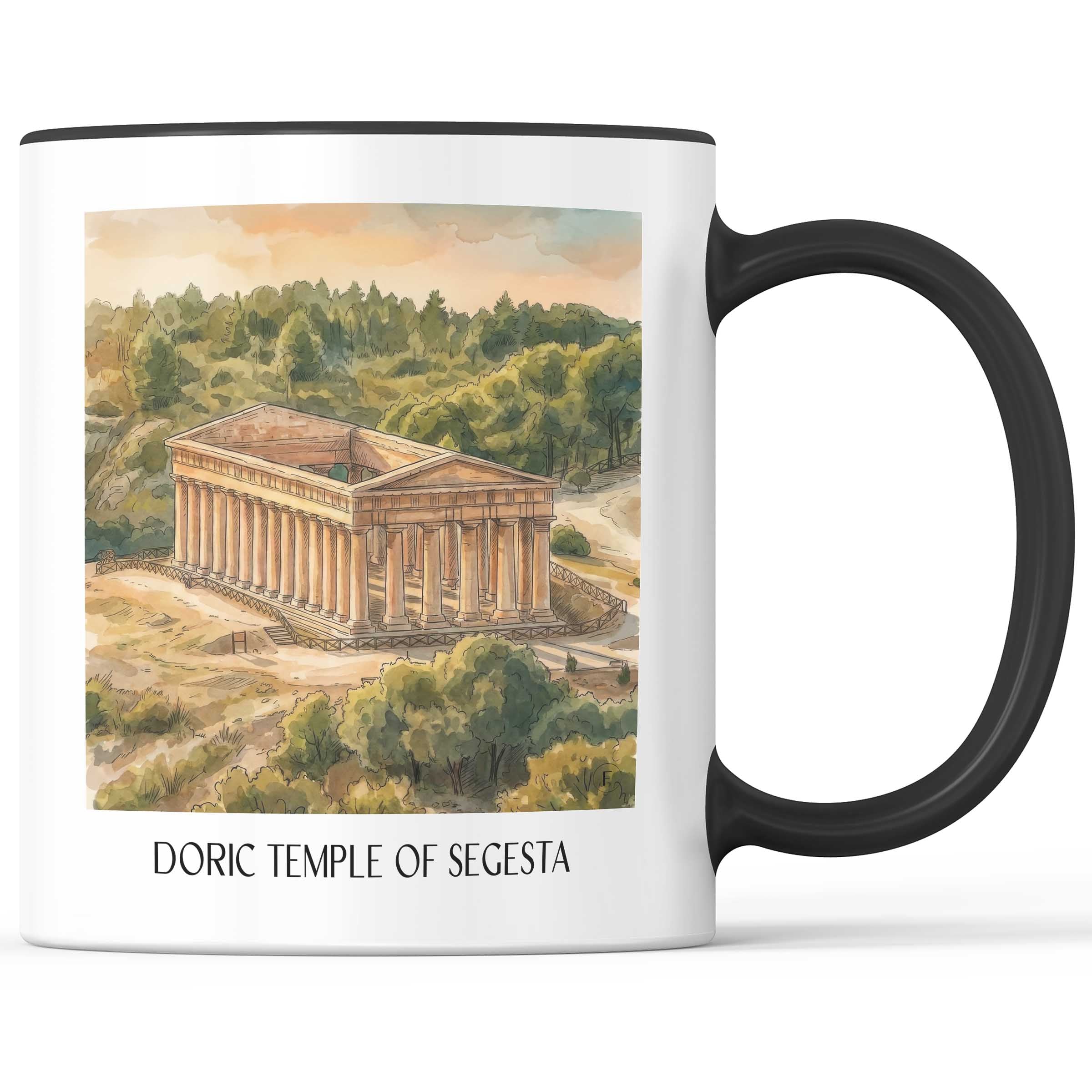 Doric Temple of Segesta Kaffeebecher - Trapani - Italien Becher - Kaffeetasse im Aquarell Stil