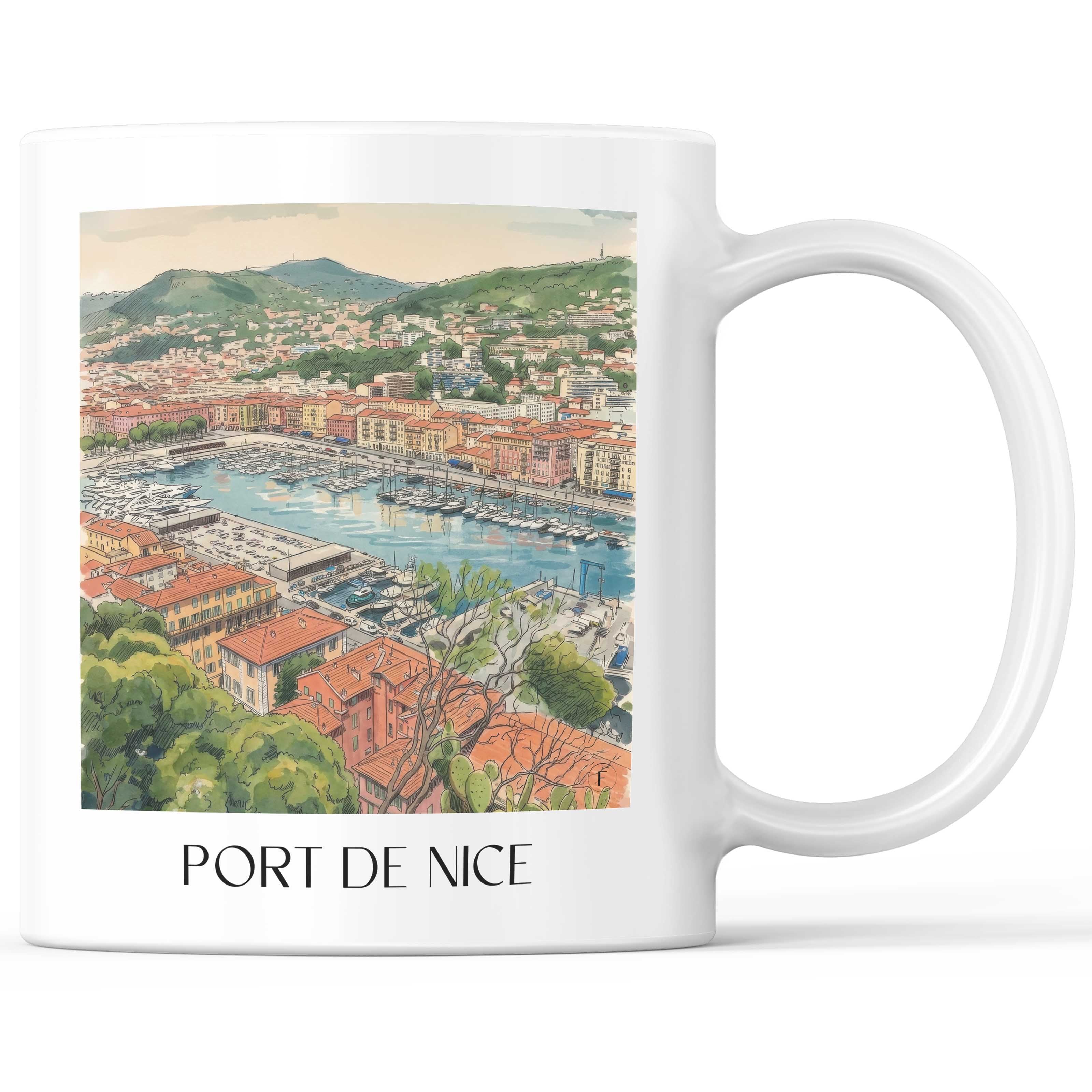 port-de-nice-côte-d´azur-frankreich-kaffeebecher-aquarell