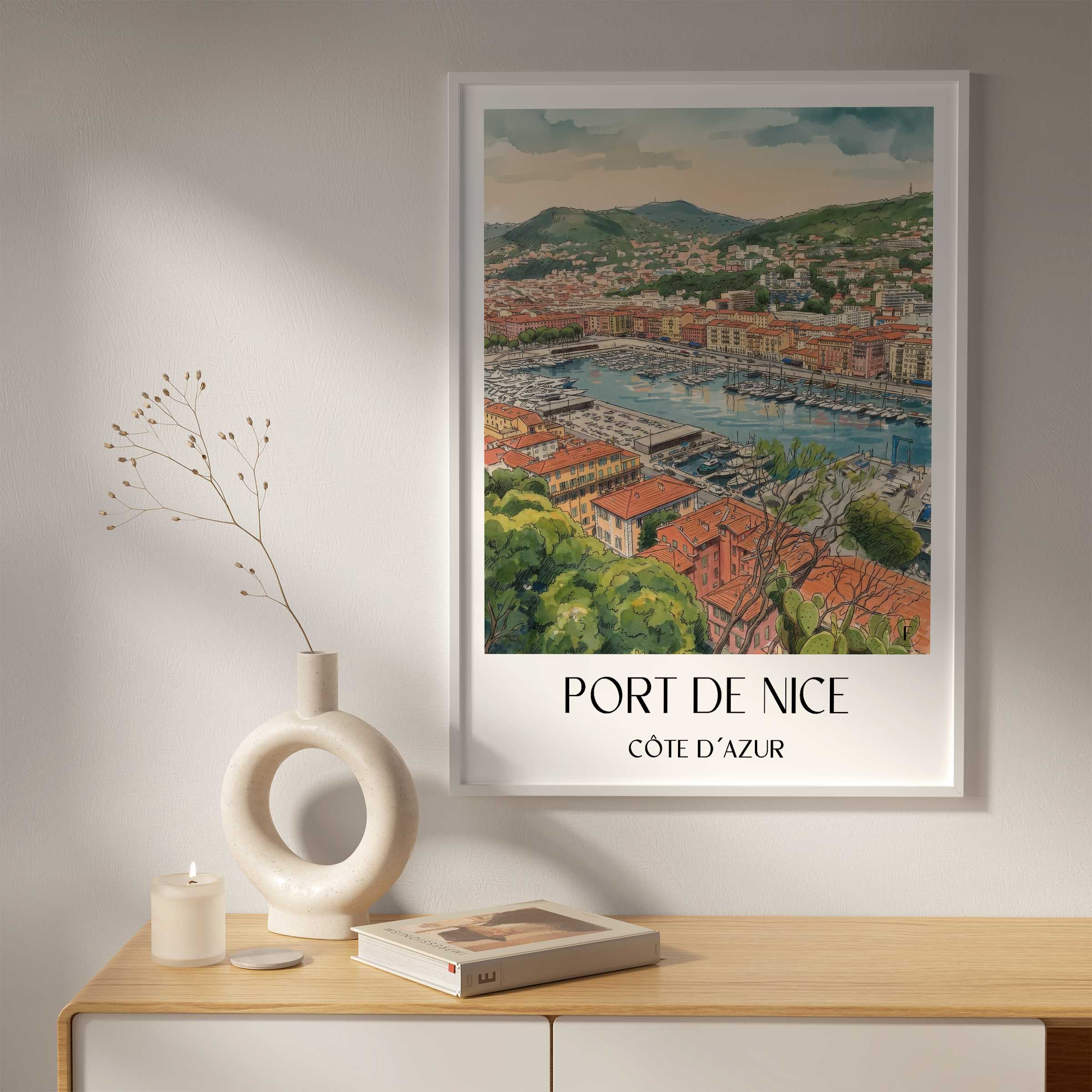 port-de-nice-côte-d´azur-frankreich-poster-aquarell
