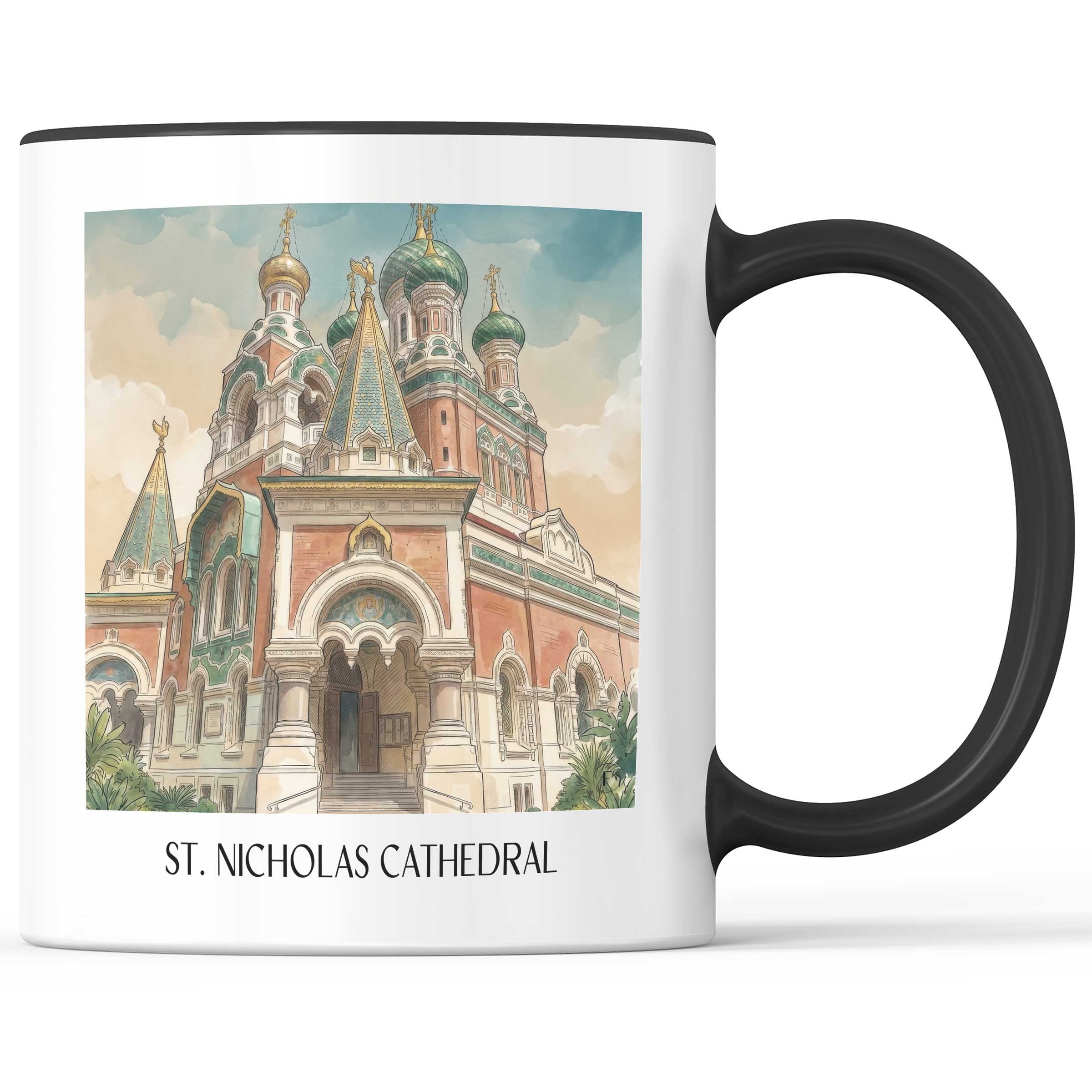 Cathédrale Saint-Nicolas Kaffeebecher - Nizza - Frankreich Becher - Kaffeetasse im Aquarell Stil