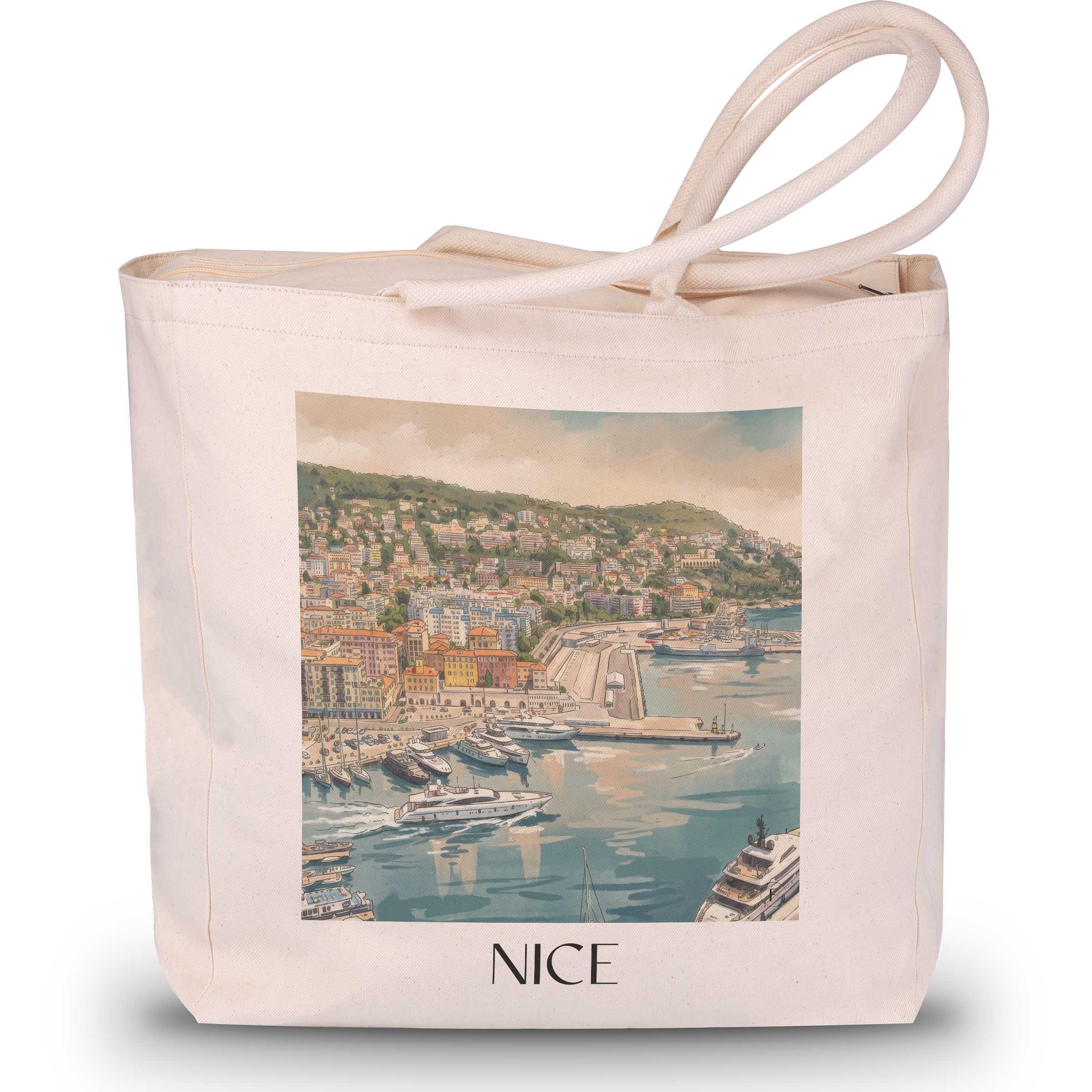 Nizza Shopping Tasche - Côte d´Azur - Frankreich Tote Bag - Einkaufstasche im Aquarell Stil