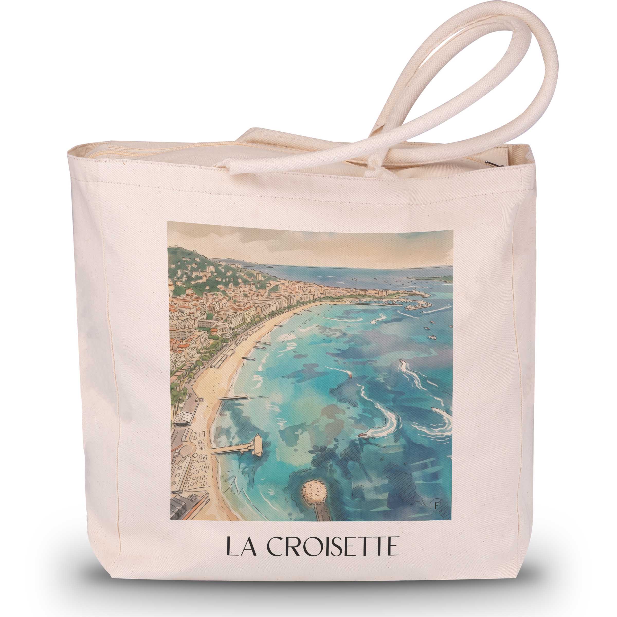 La Croisette Shopping Tasche - Cannes - Frankreich Tote Bag - Einkaufstasche im Aquarell Stil