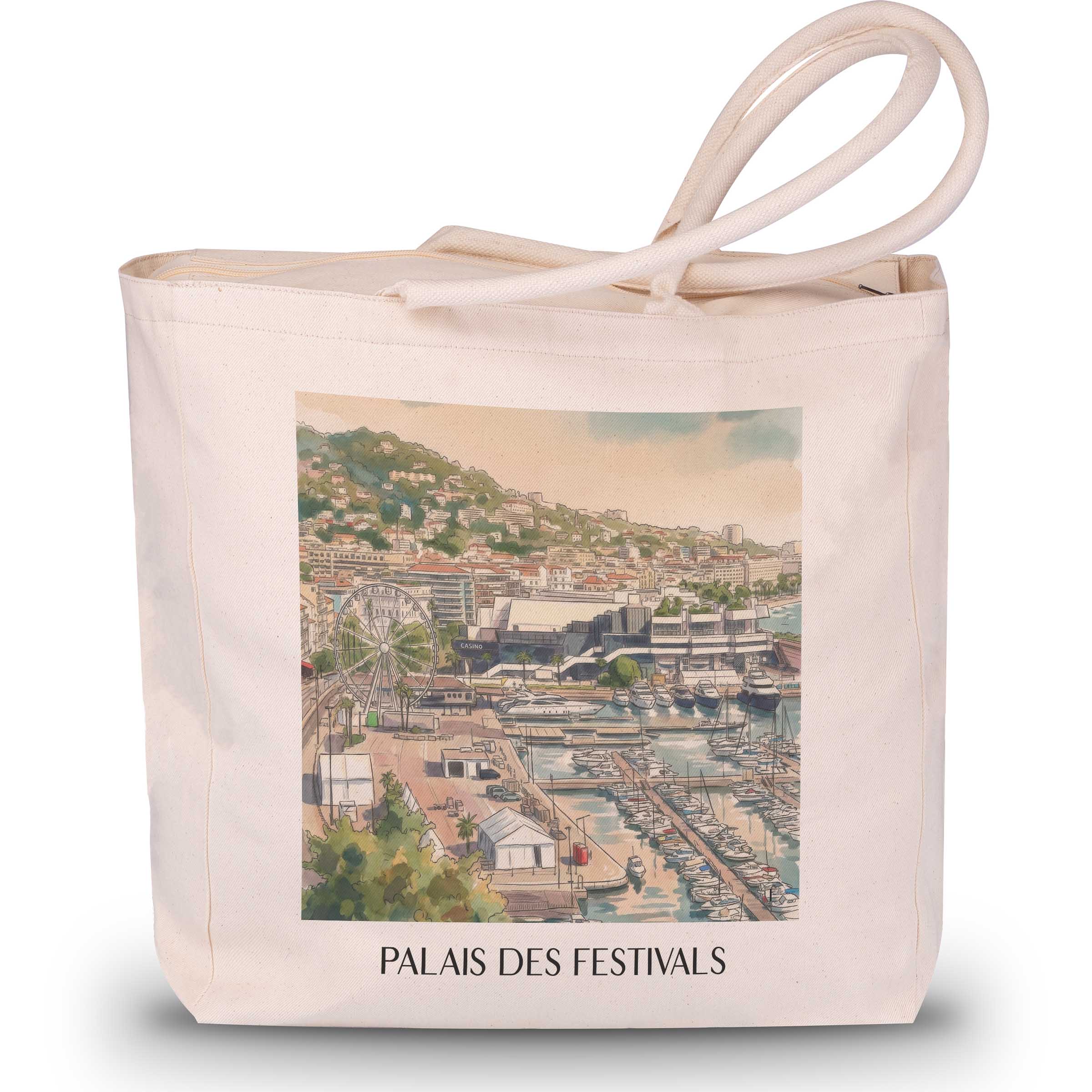 Palais des Festivals Shopping Tasche - Cannes - Frankreich Tote Bag - Einkaufstasche im Aquarell Stil