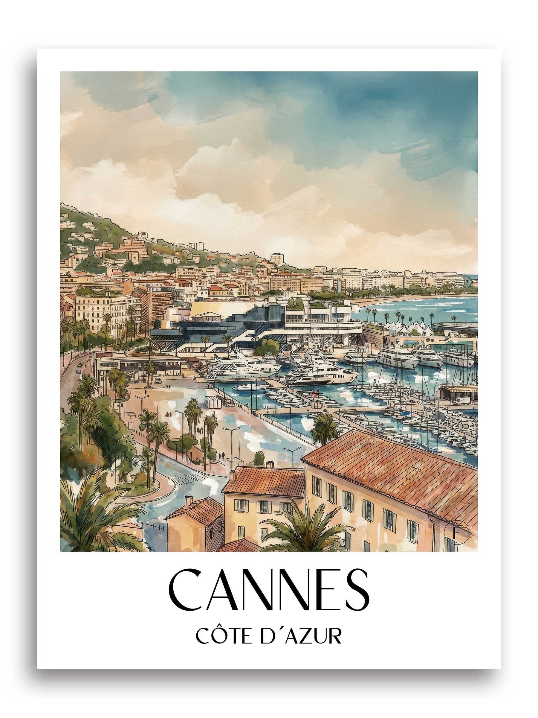 cannes-côte-d´azur-frankreich-poster-aquarell