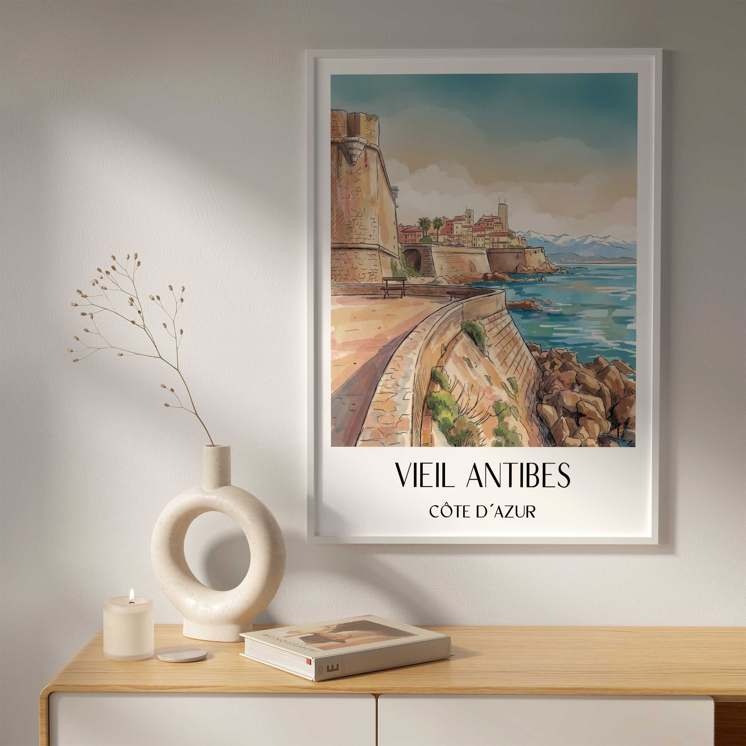 vieil-antibes-côte-d´azur-frankreich-poster-aquarell