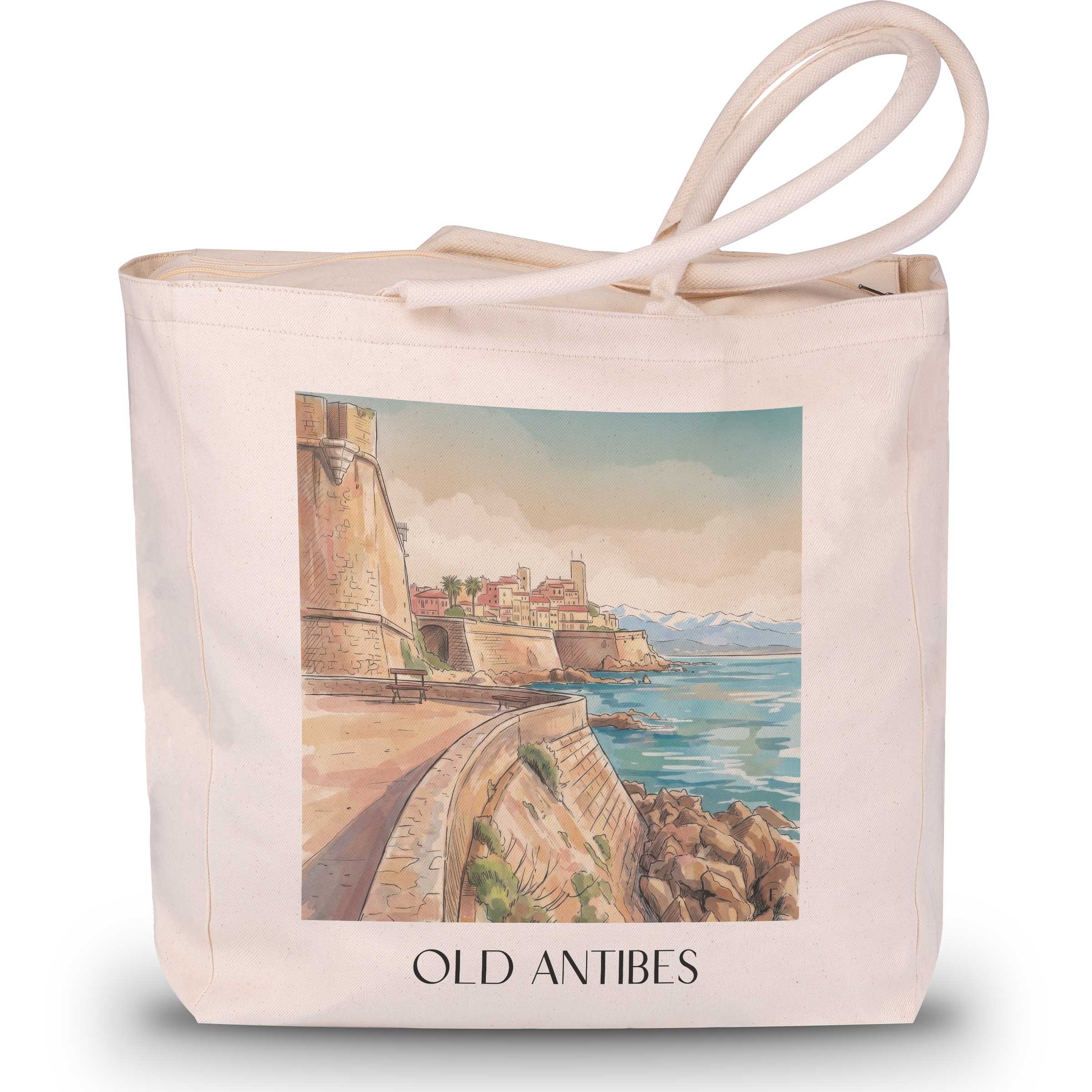 Vieil Antibes Shopping Tasche - Côte d´Azur - Frankreich Tote Bag - Einkaufstasche im Aquarell Stil