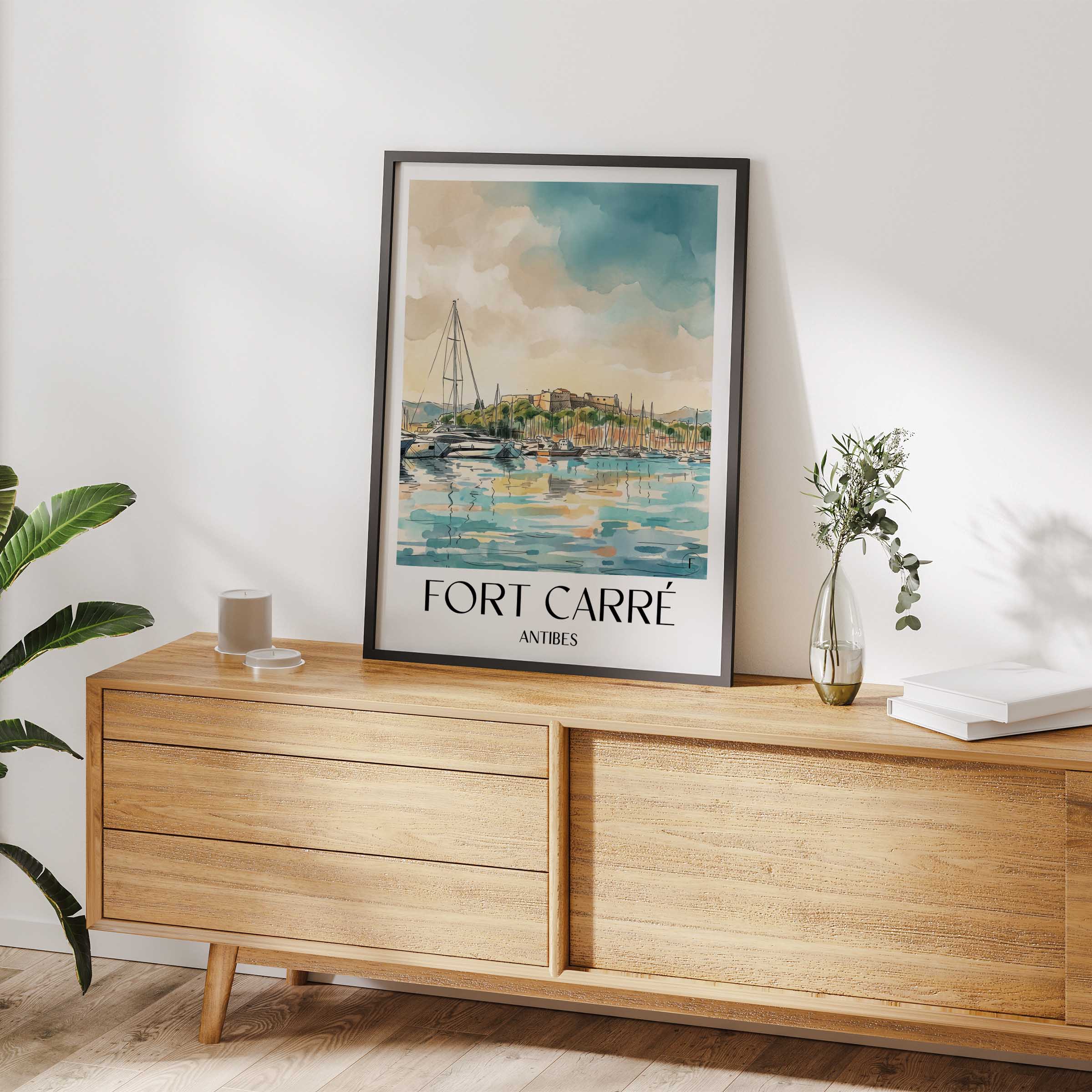 fort-carré-antibes-frankreich-poster-aquarell