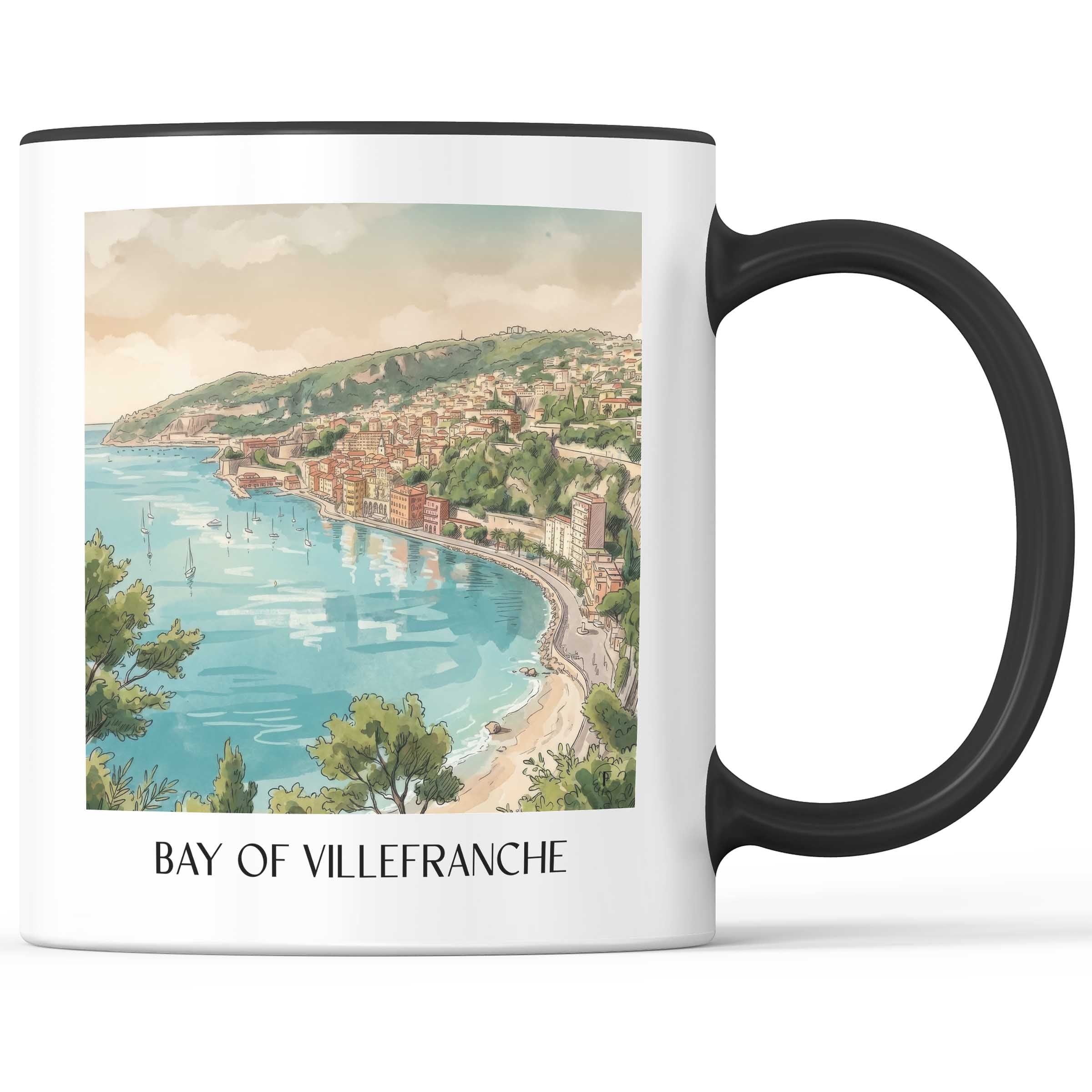 Rade de Villefranche Kaffeebecher - Côte d´Azur - Frankreich Becher - Kaffeetasse im Aquarell Stil