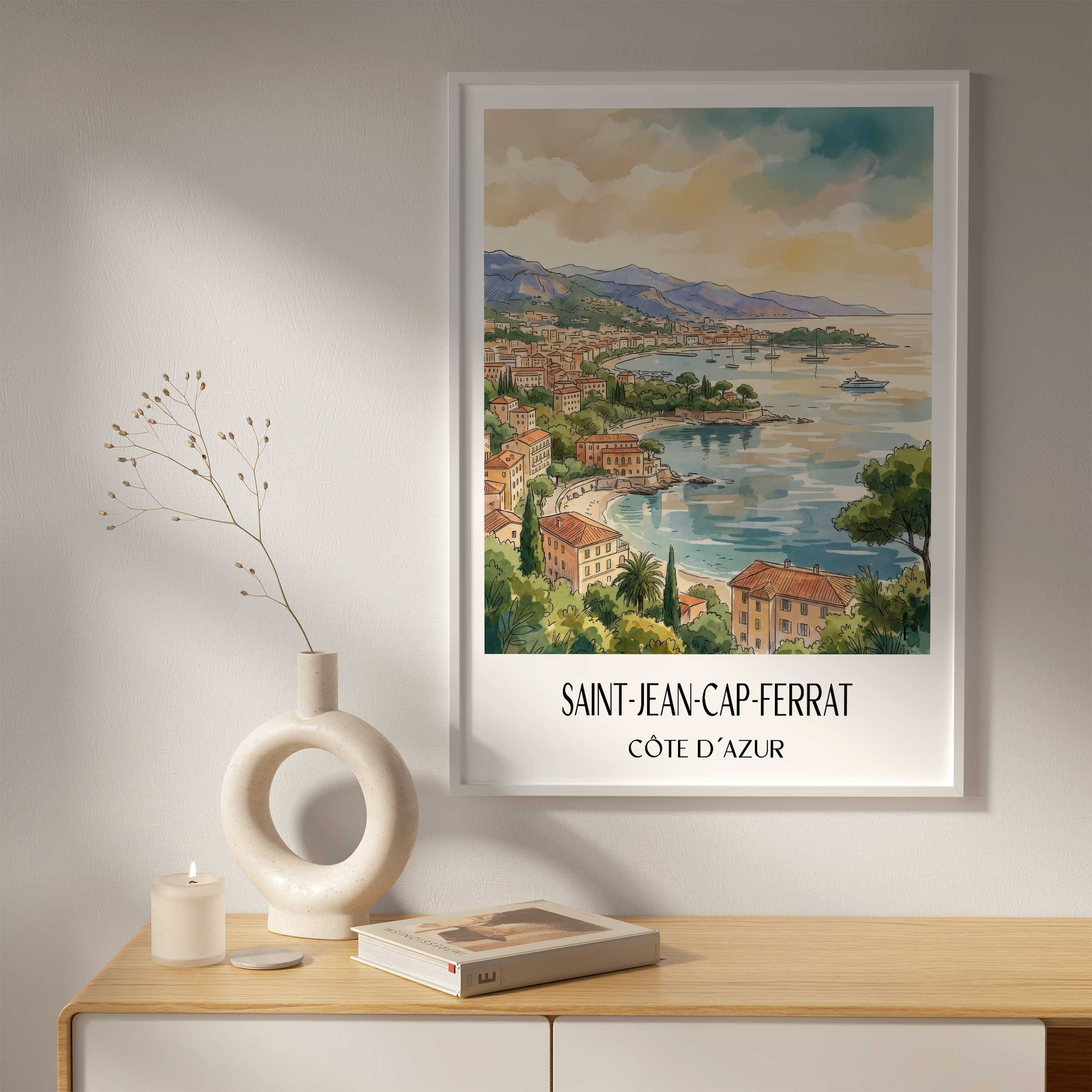 saint-jean-cap-ferrat-côte-d´azur-frankreich-poster-aquarell