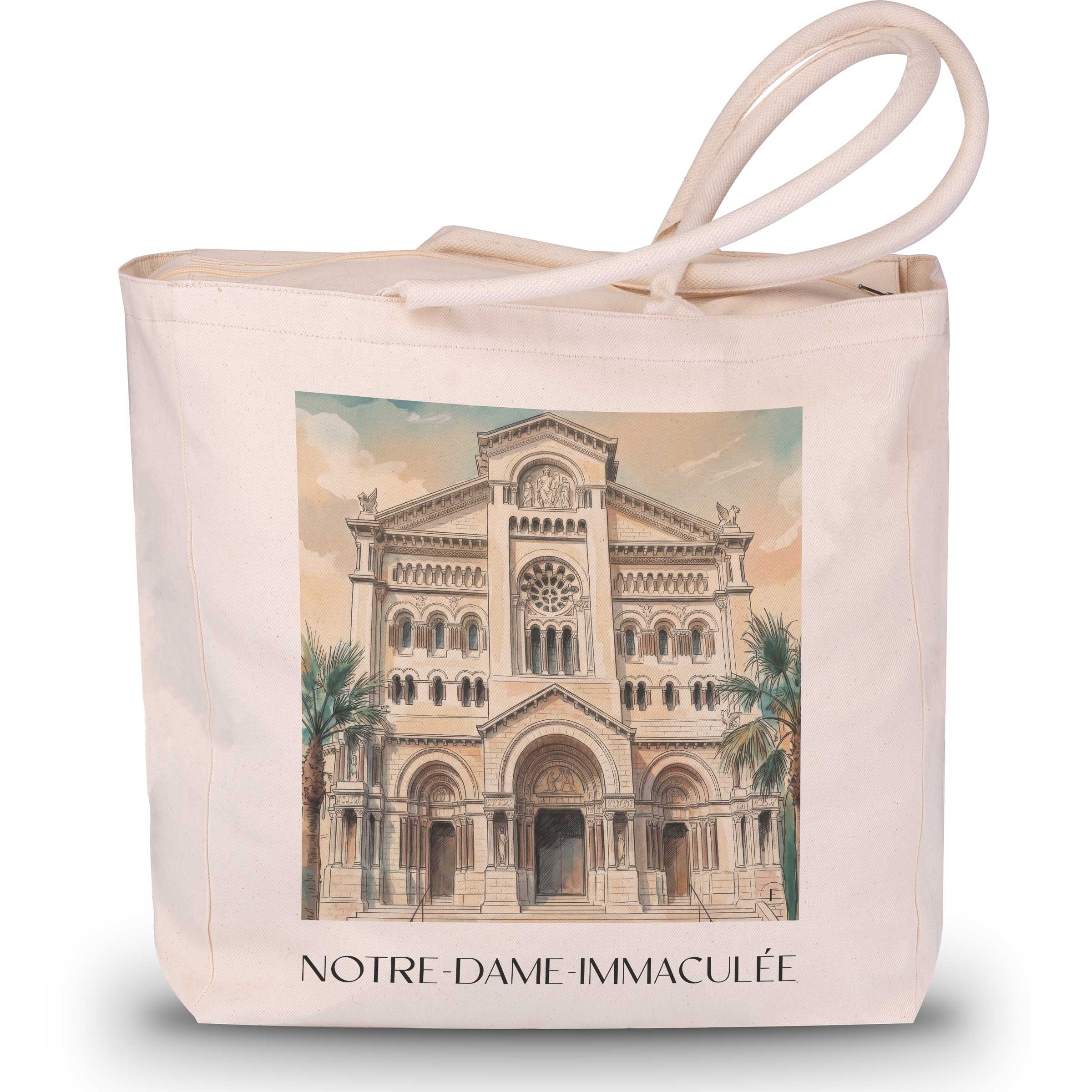 notre-dame-immaculée-monaco-monaco-einkaufstasche-aquarell