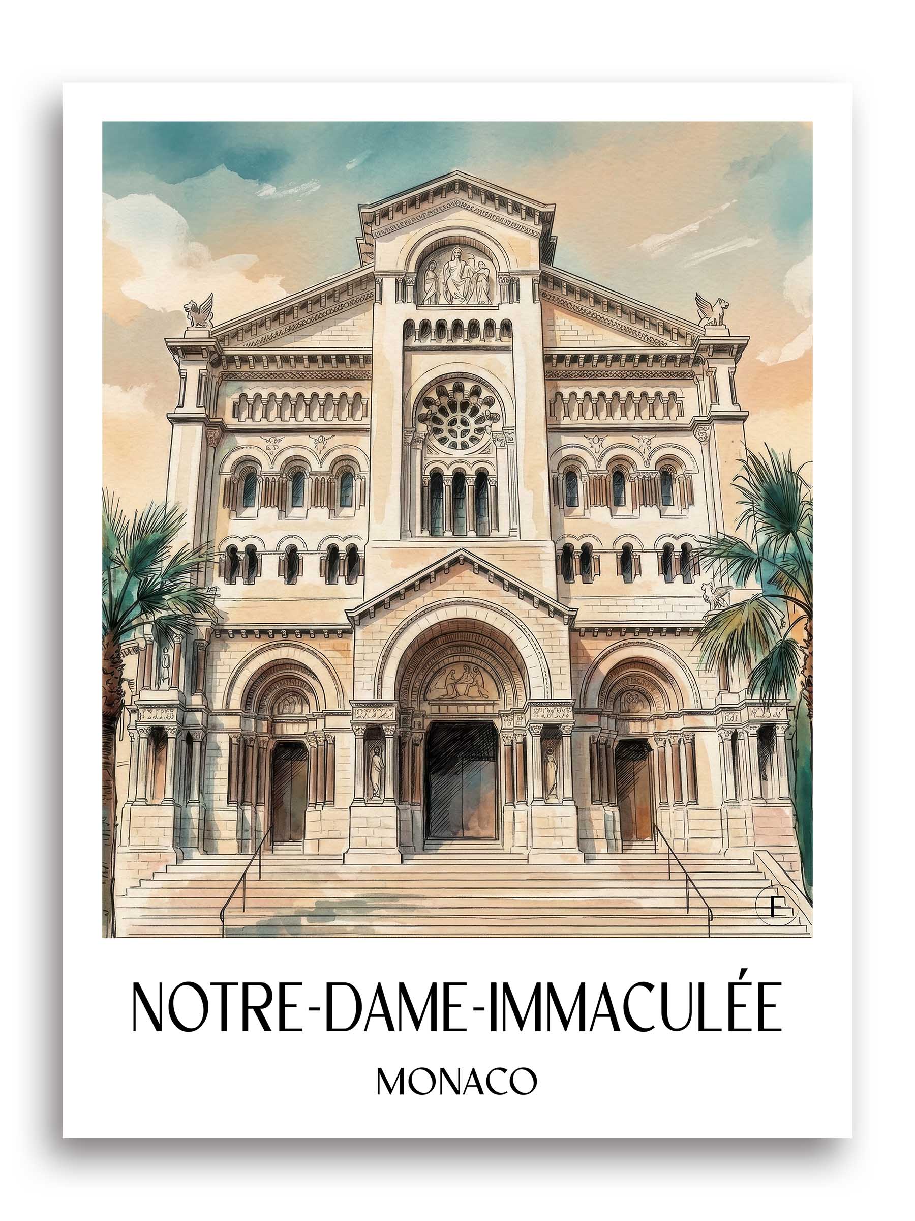 notre-dame-immaculée-monaco-monaco-poster-aquarell