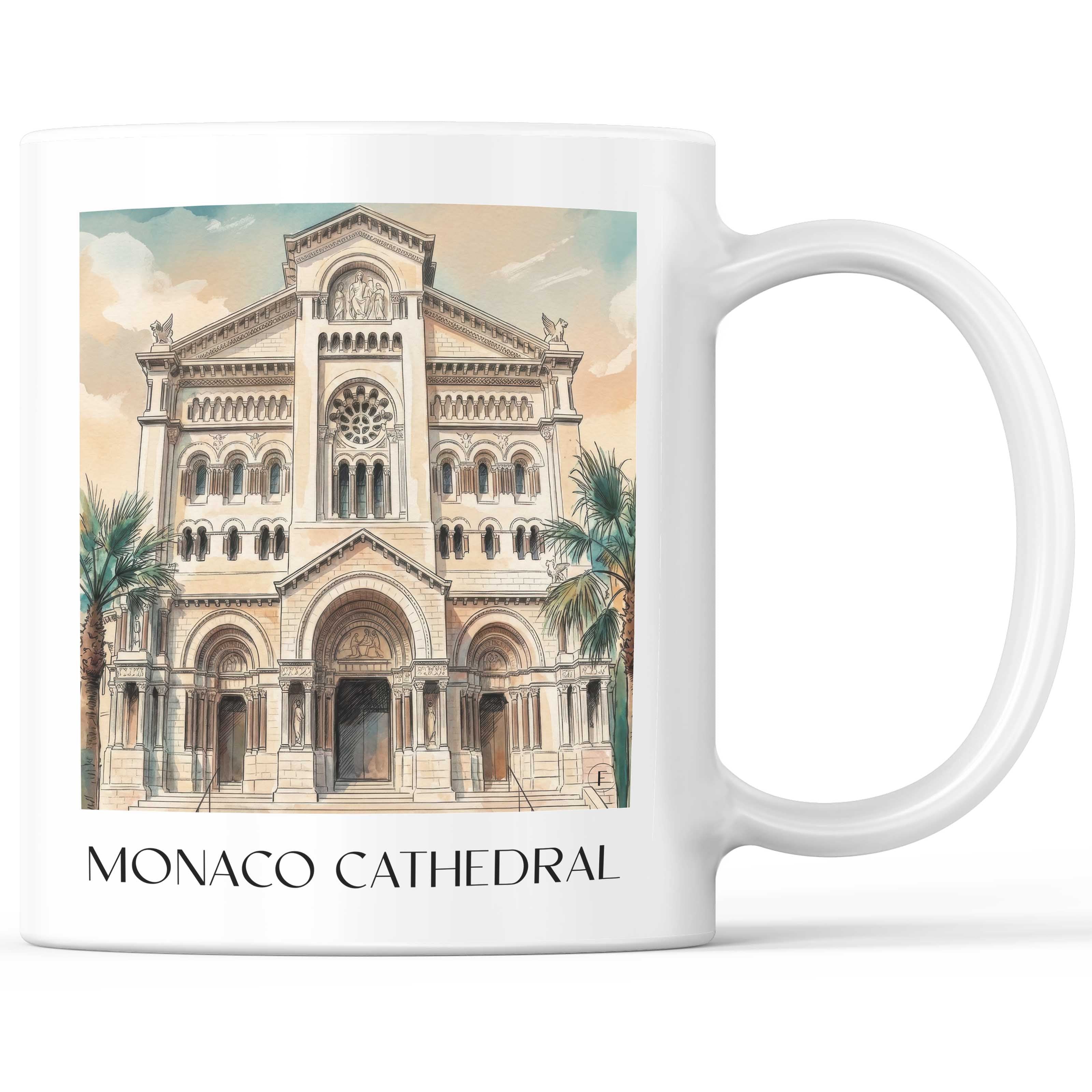 Notre-Dame-Immaculée Kaffeebecher - Monaco - Monaco Becher - Kaffeetasse im Aquarell Stil
