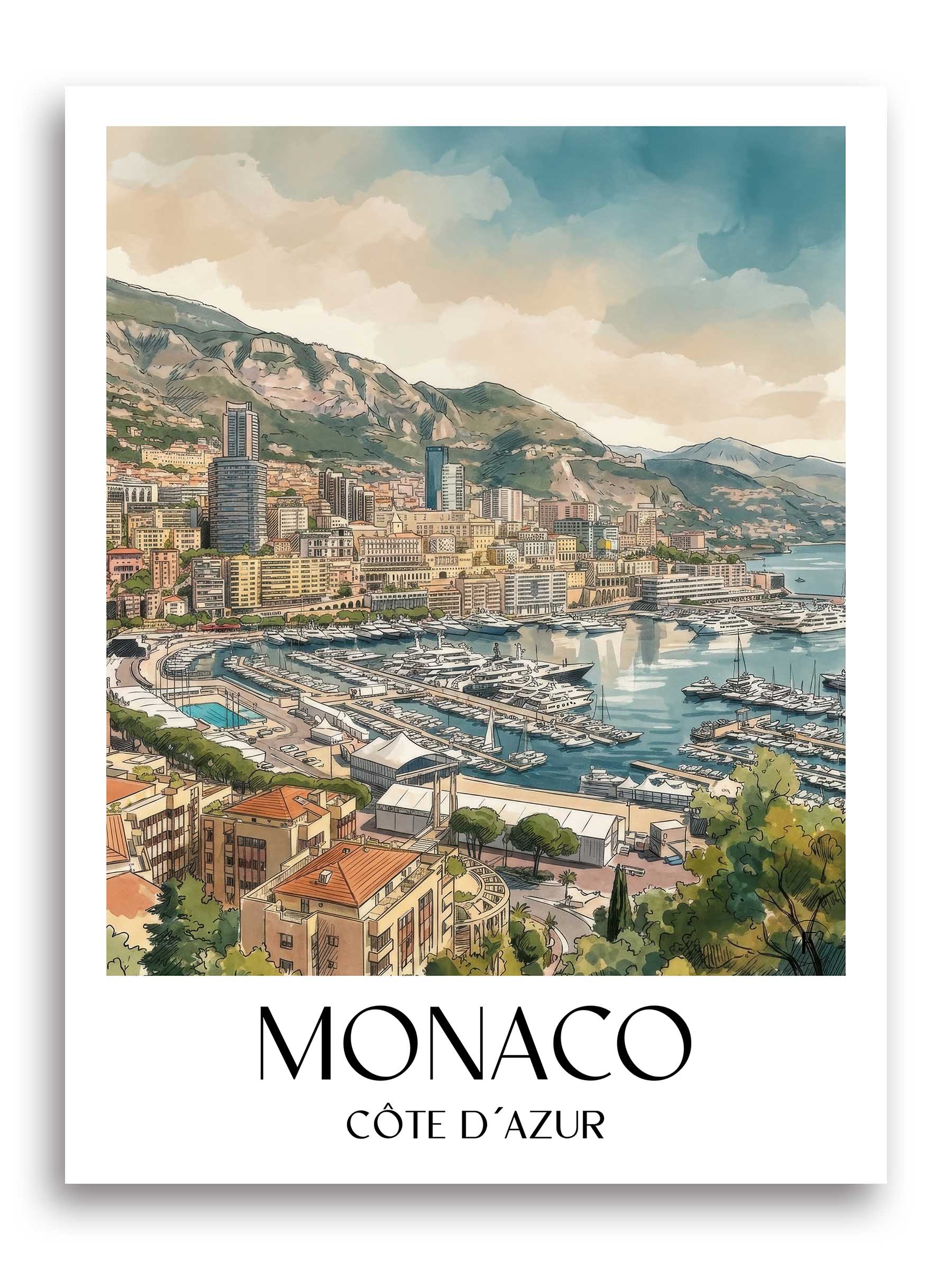 monaco-côte-d´azur-monaco-poster-aquarell