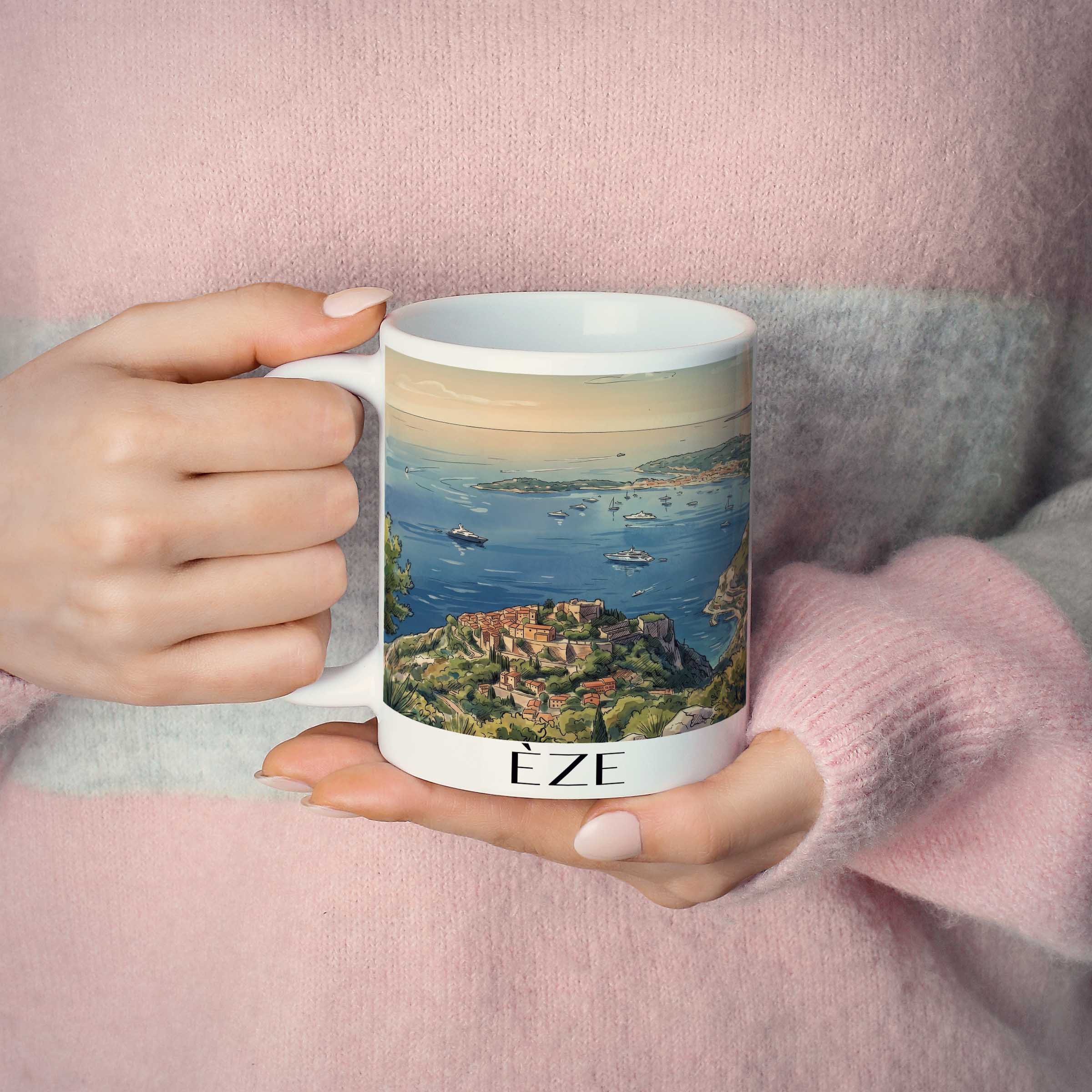 èze--côte-d´azur-frankreich-kaffeebecher-aquarell
